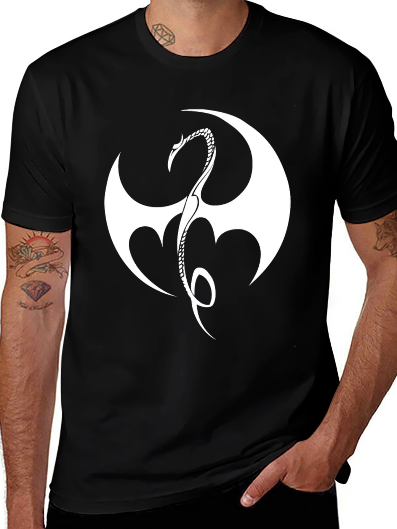Variant 3 of Iron Fist Dragon Logo Black T-Shirt