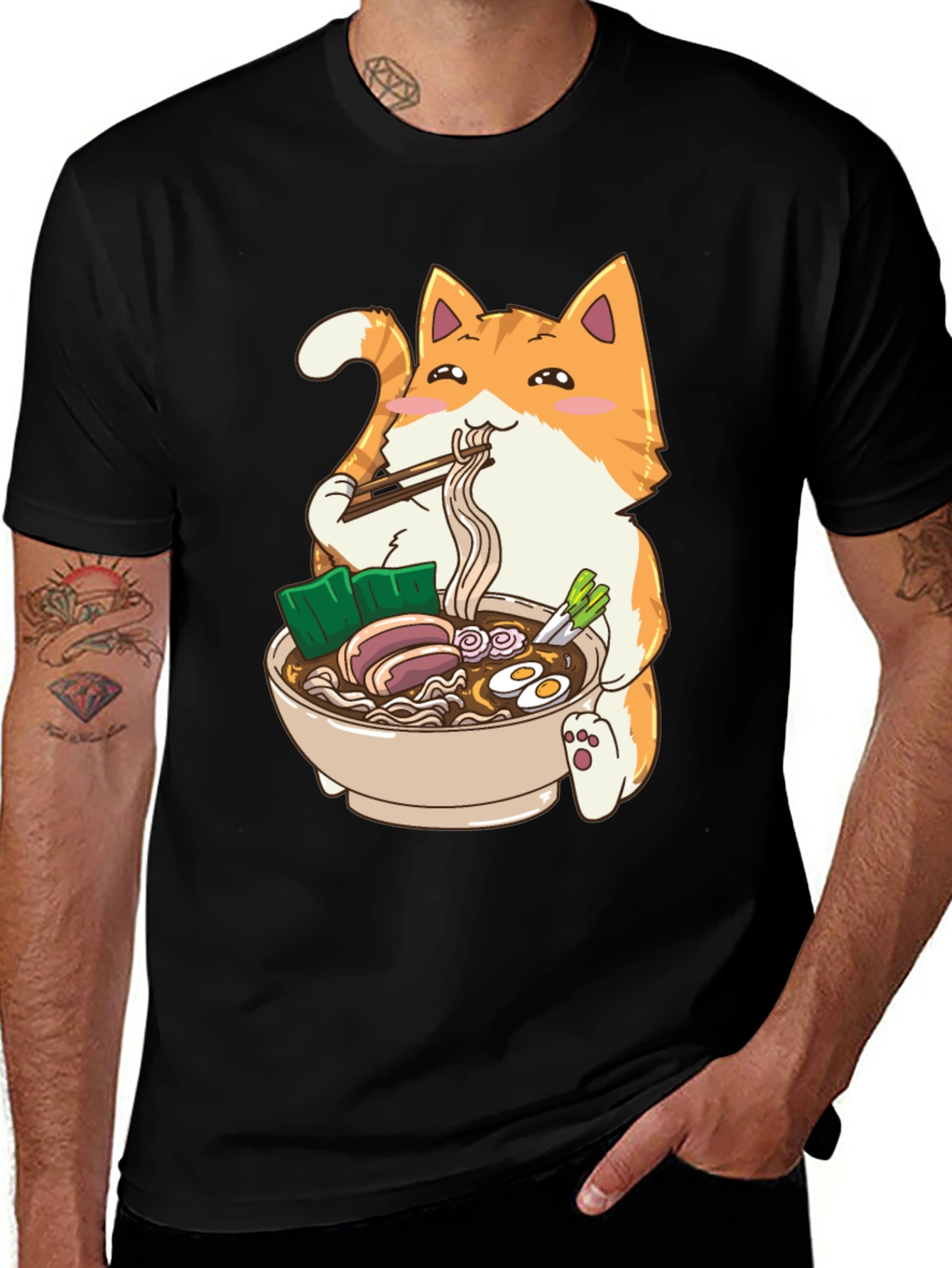 Variant 25 of Ramen Cat Graphic Tee - Cute Anime Shirt
