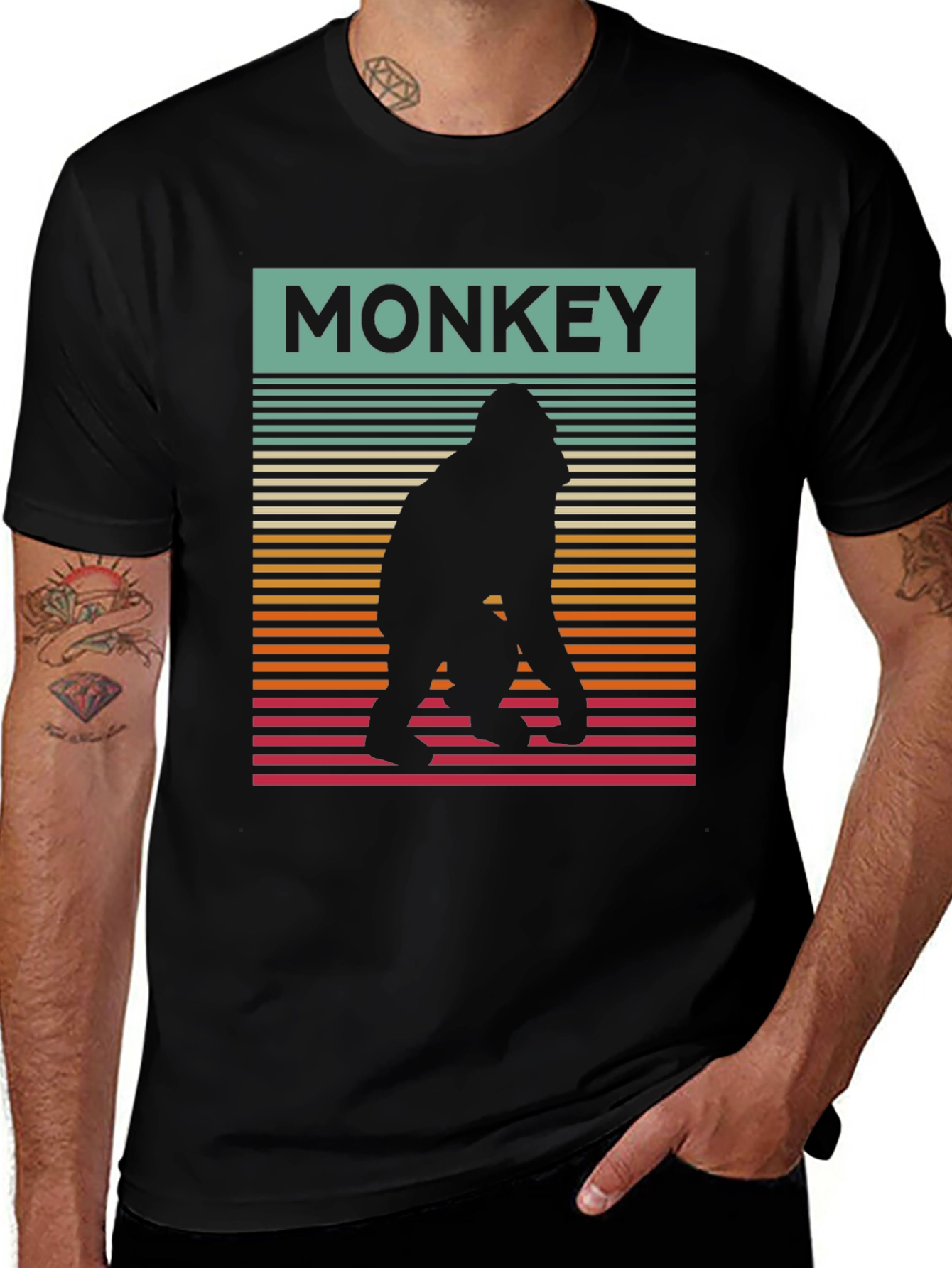 Variant 24 of Retro Monkey Silhouette Graphic Tee - Cool Casual Wear