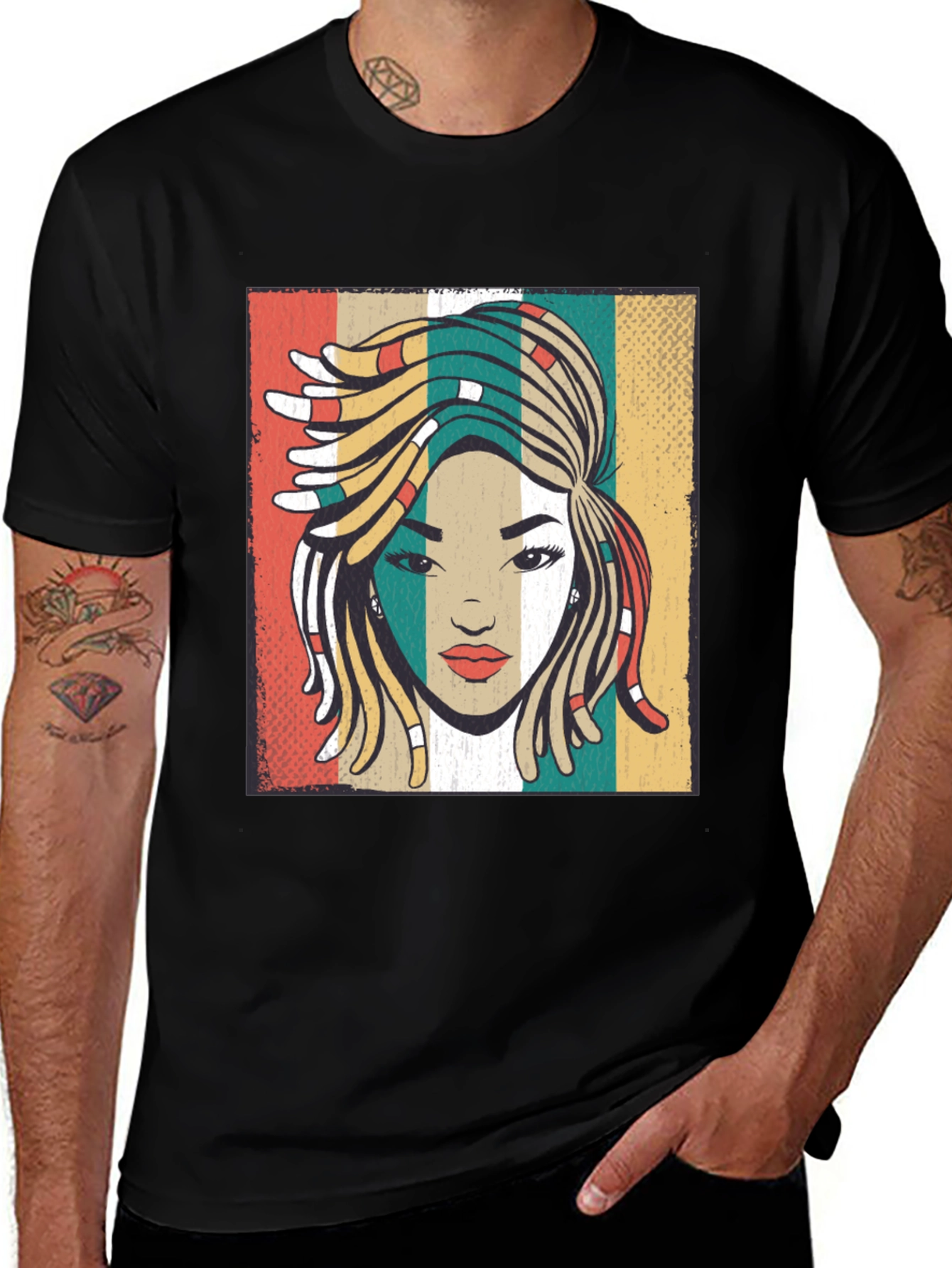 Variant 9 of Retro Woman Dreadlocks Graphic Tee