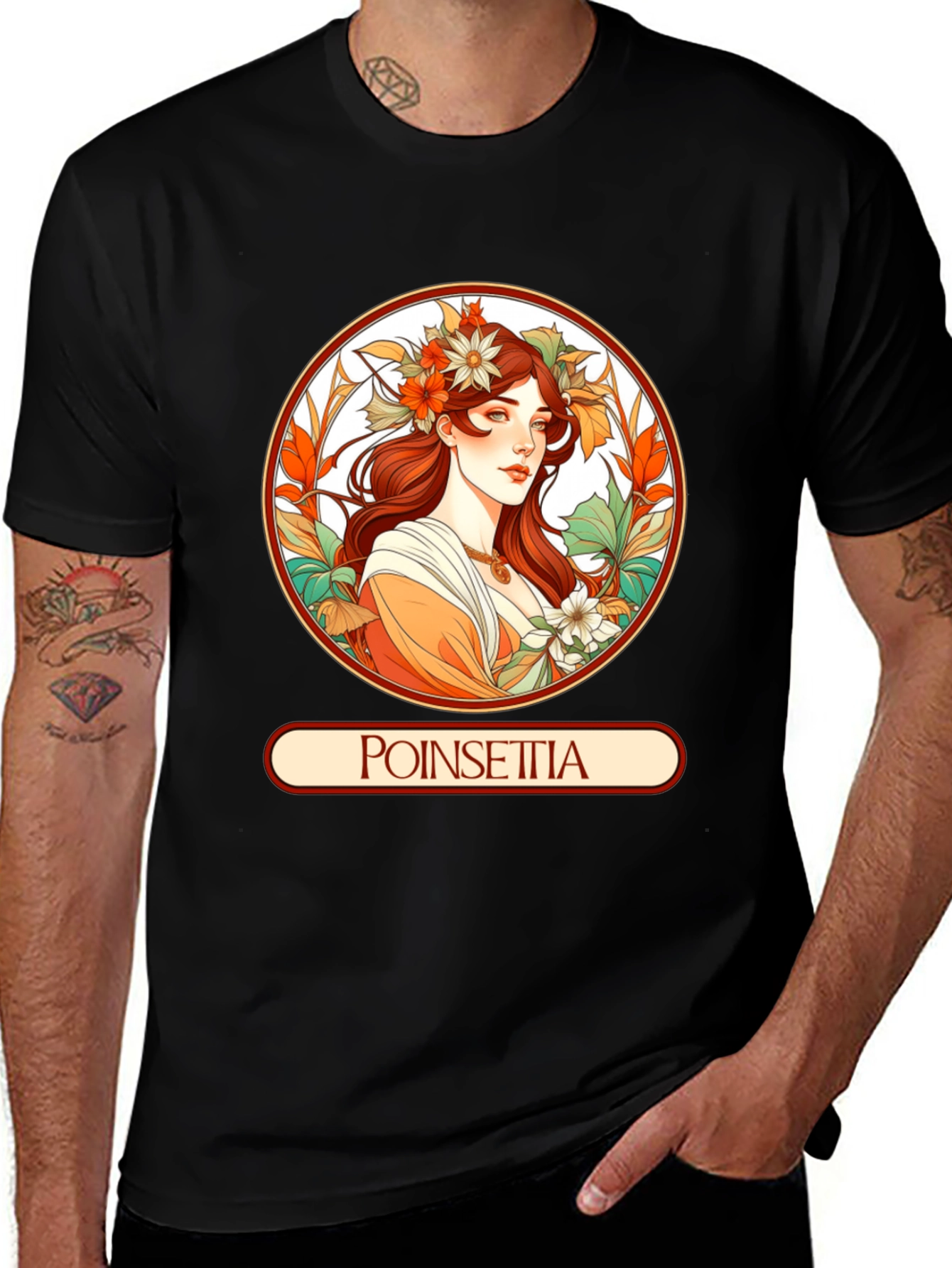 Variant 8 of Poinsettia Art Nouveau T-Shirt