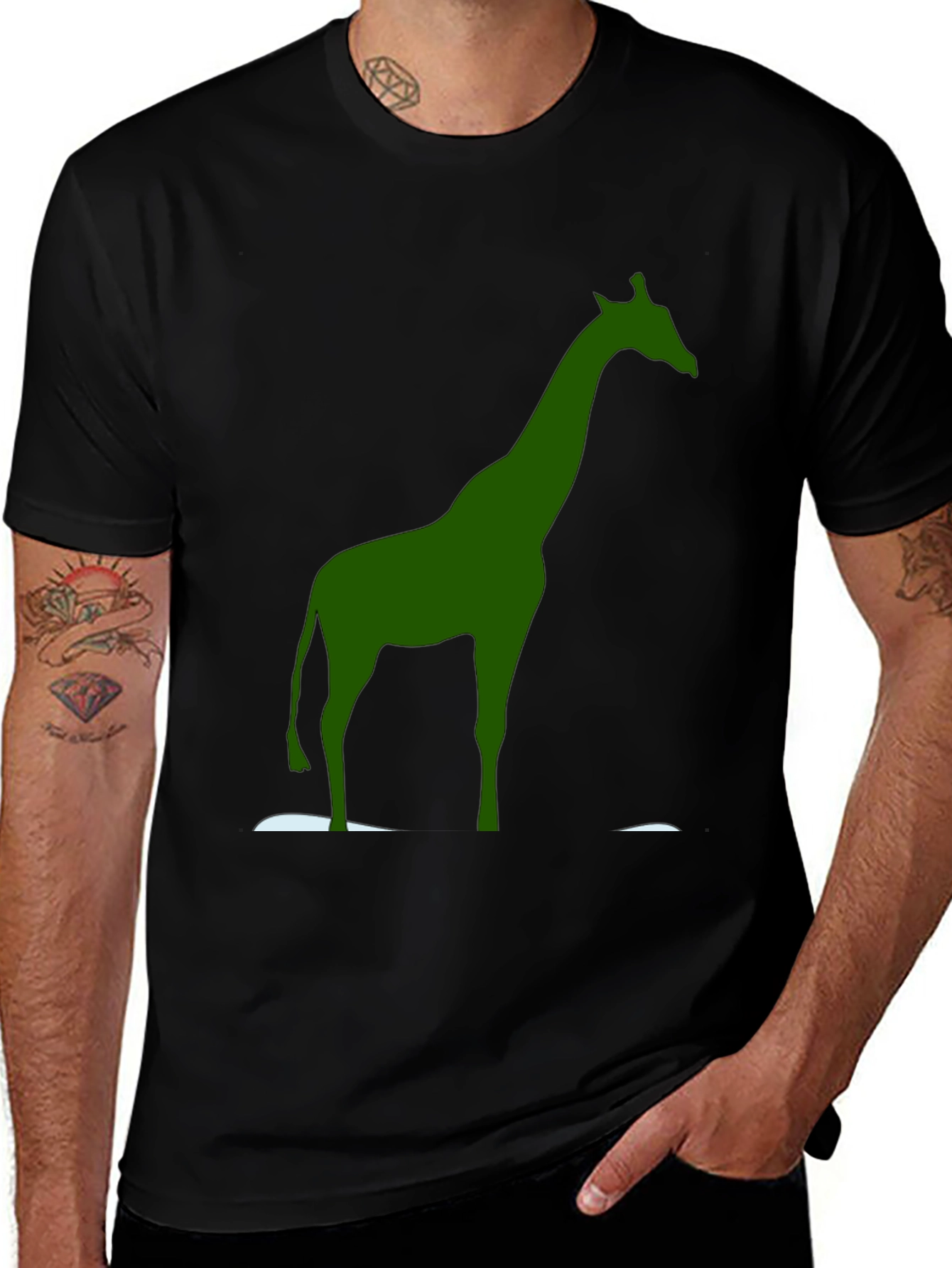 Variant 6 of Green Giraffe Graphic Tee - Unique Animal Print Shirt