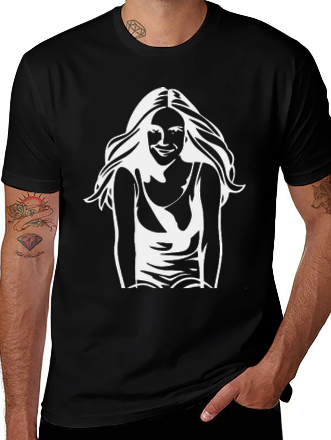 Variant 4 of Black T-Shirt with White Graphic