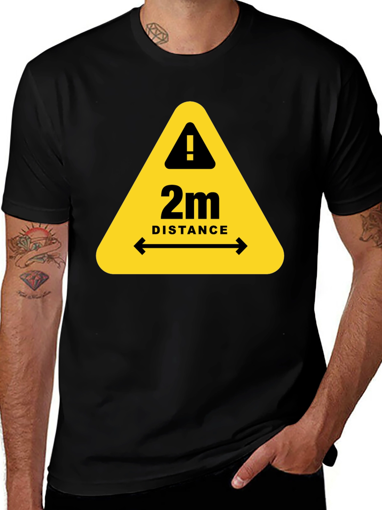 Variant 20 of 2m Distance Safety T-Shirt - Stay Alert & Protected!