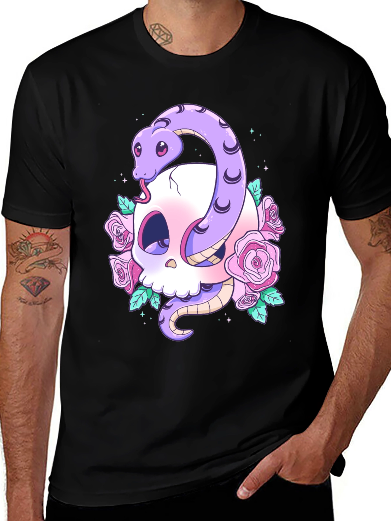 Variant 23 of Skull Snake Rose Graphic Tee - Unique Design!