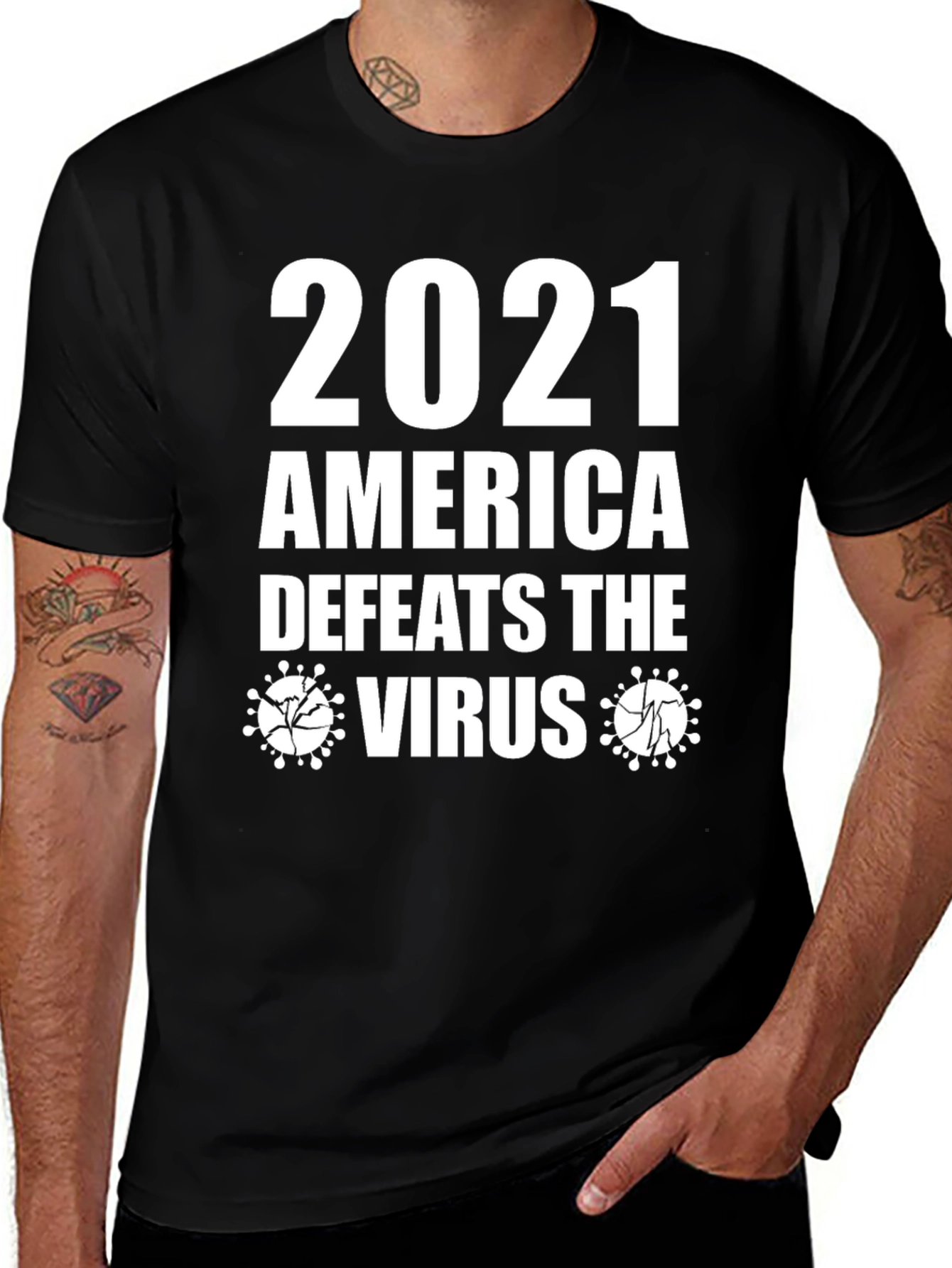 Variant 15 of 2021 America Defeats Virus Graphic T-Shirt