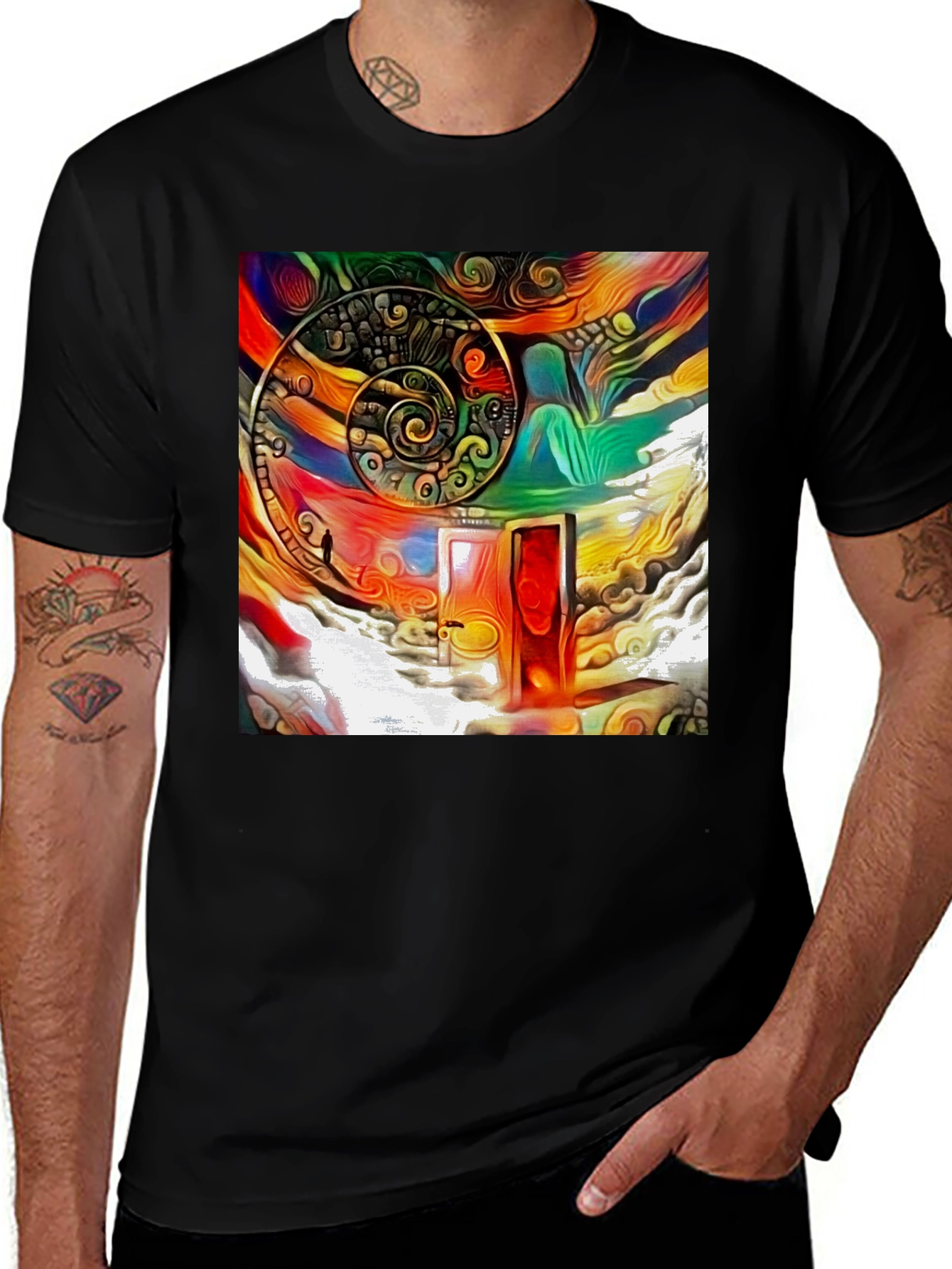 Variant 27 of Surreal Time Spiral Graphic T-Shirt - Unique Art Tee