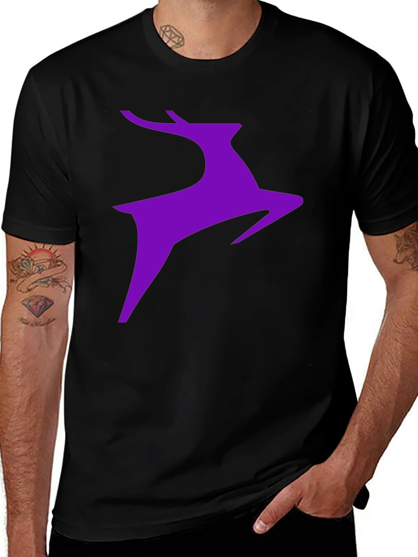 Variant 18 of Purple Deer Graphic Black T-Shirt