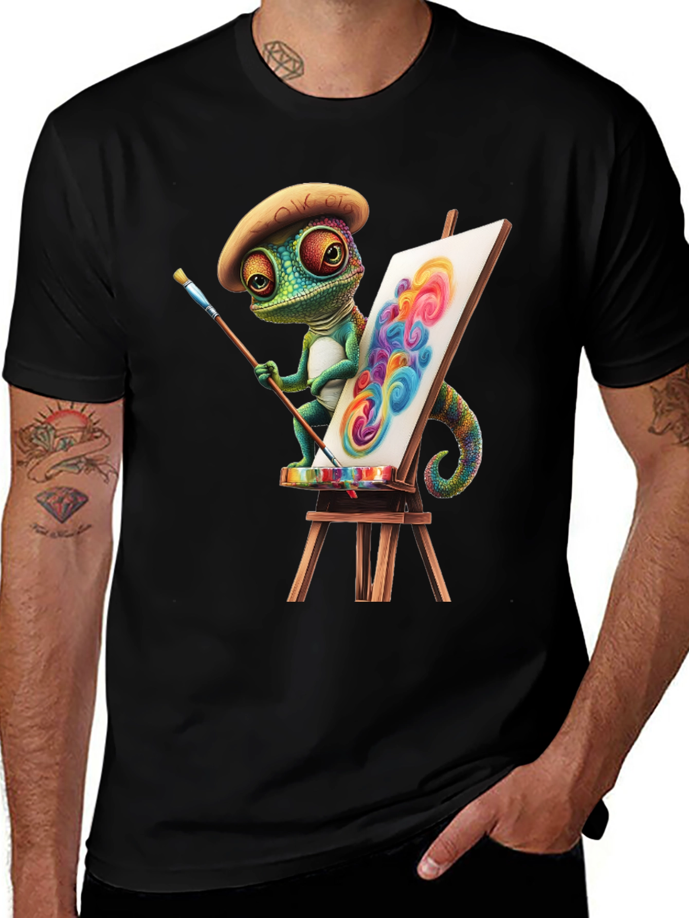 Variant 10 of Chameleon Artist Graphic Tee - Unique Colorful Design