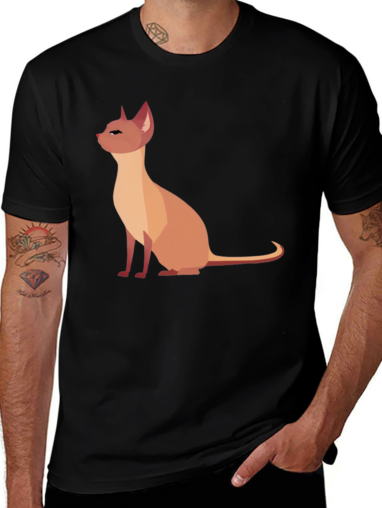 Variant 23 of Black T-Shirt with Geometric Cat Graphic