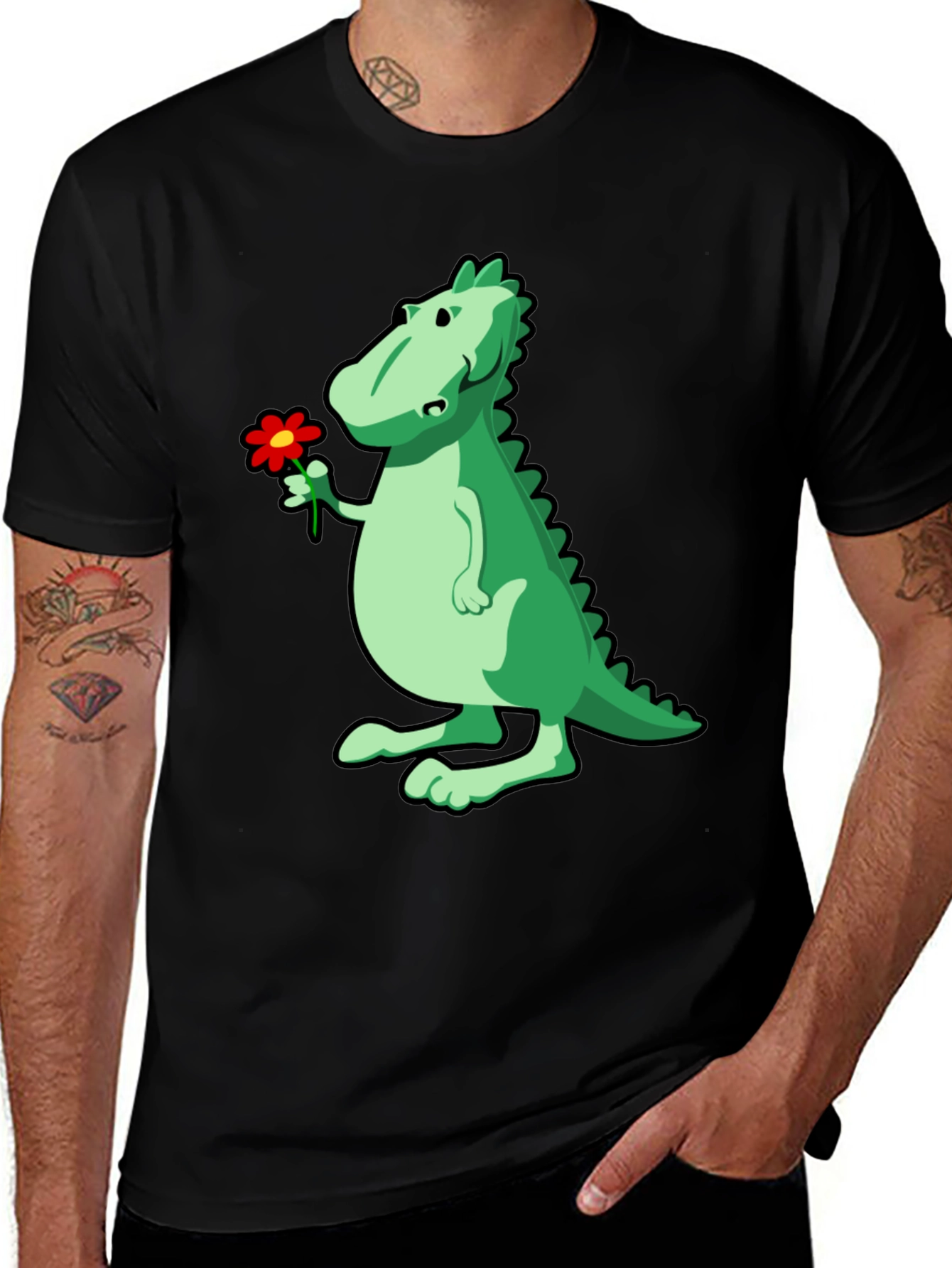 Variant 3 of Dino with Flower Graphic T-Shirt