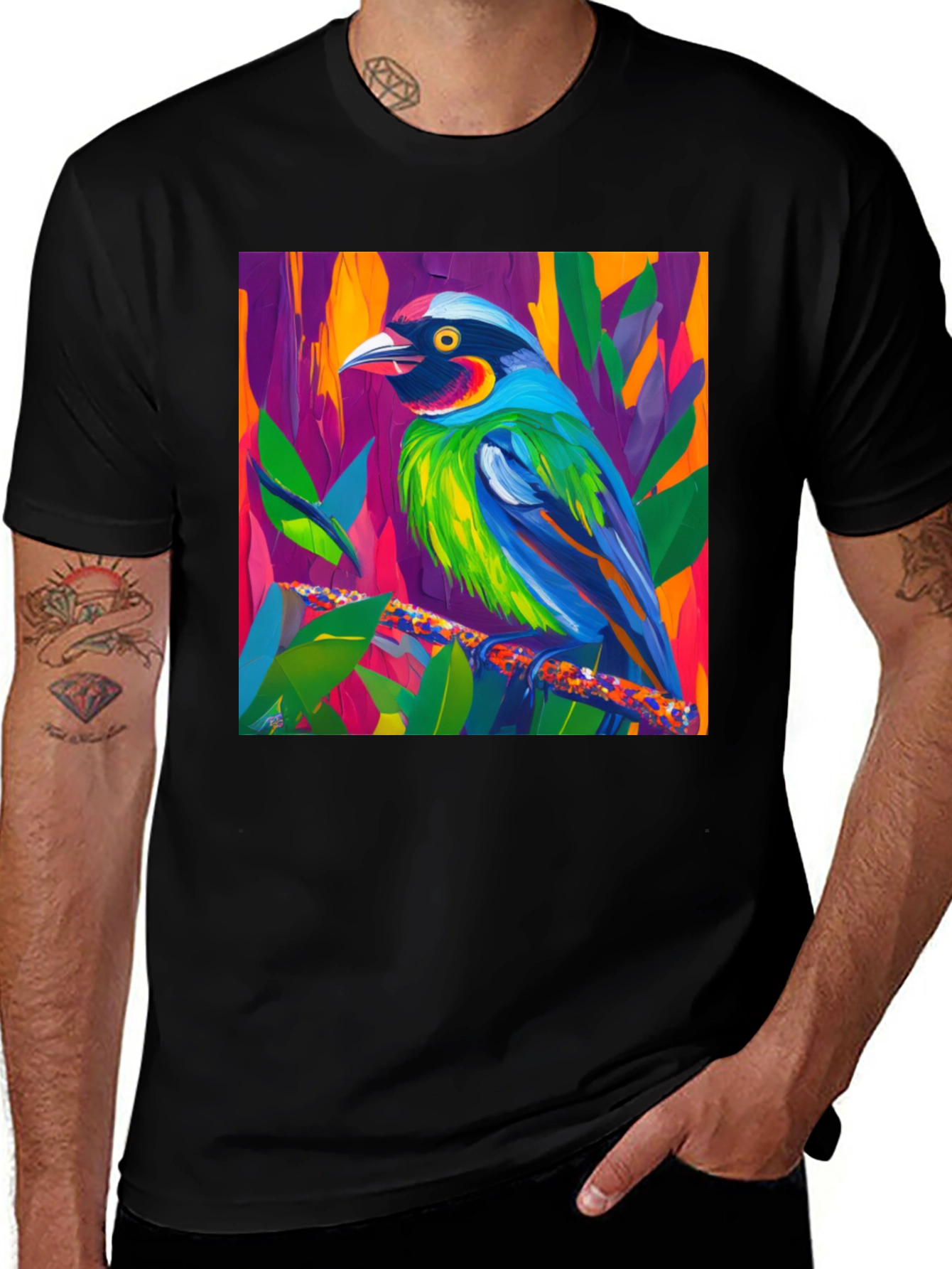 Variant 16 of Colorful Bird Art T-Shirt