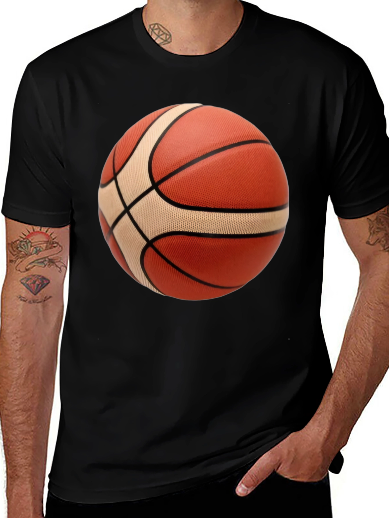Variant 9 of Basketball Graphic Tee - Black Cotton Blend