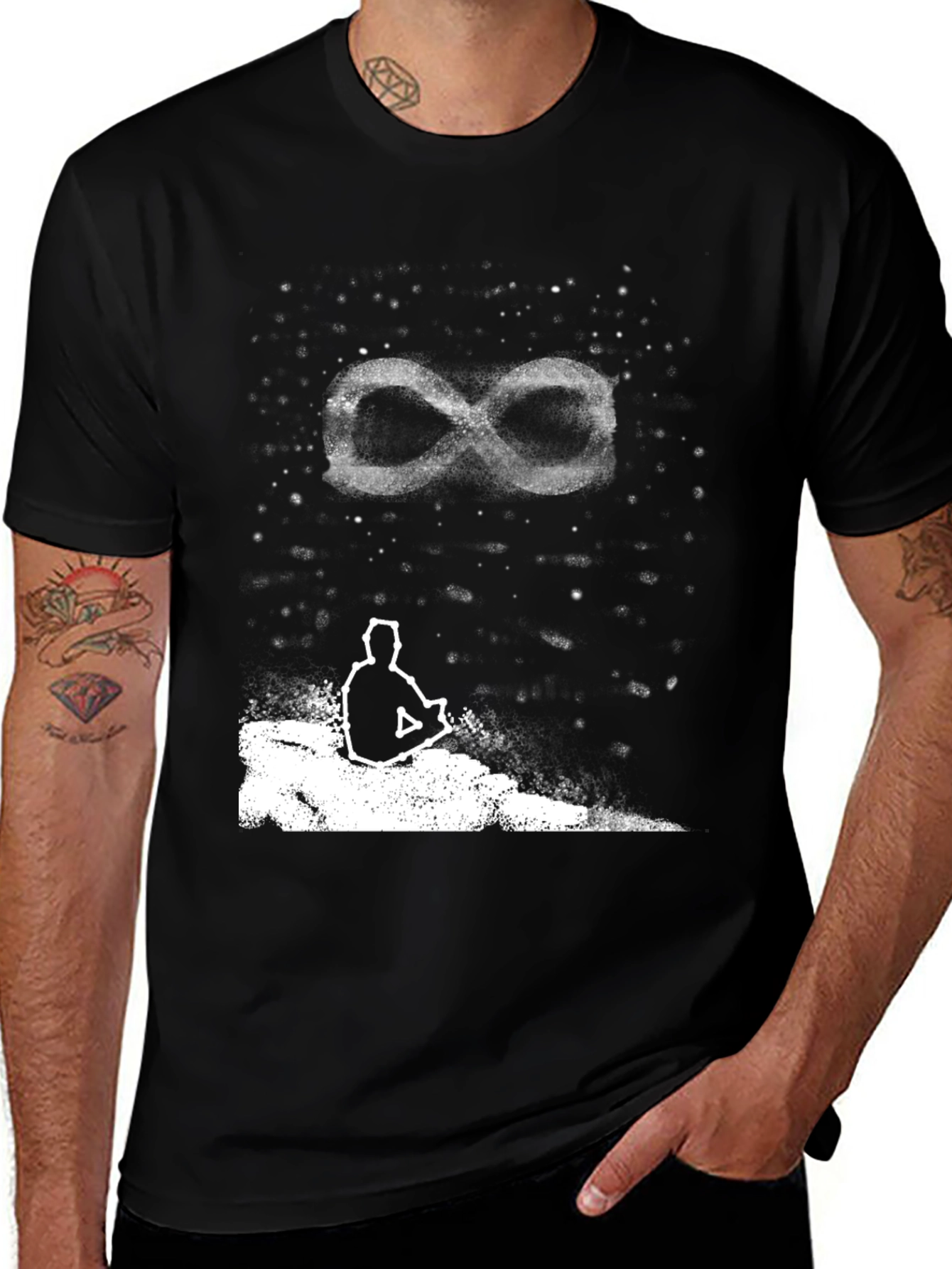 Variant 12 of Infinity Meditation Graphic Tee - Stylish Men's Black T-Shirt