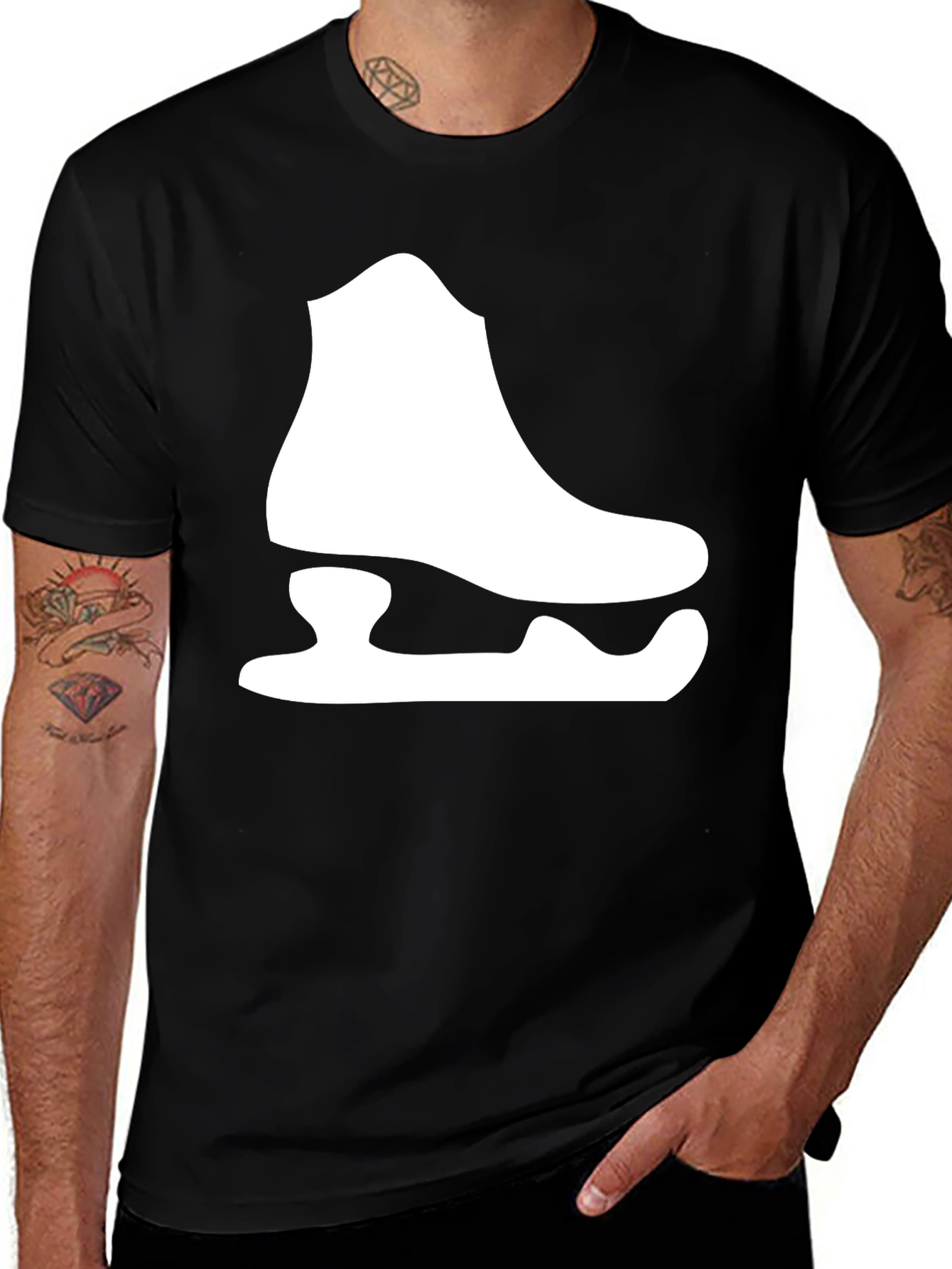 Variant 9 of Ice Skate Graphic Tee - Black Cotton T-Shirt