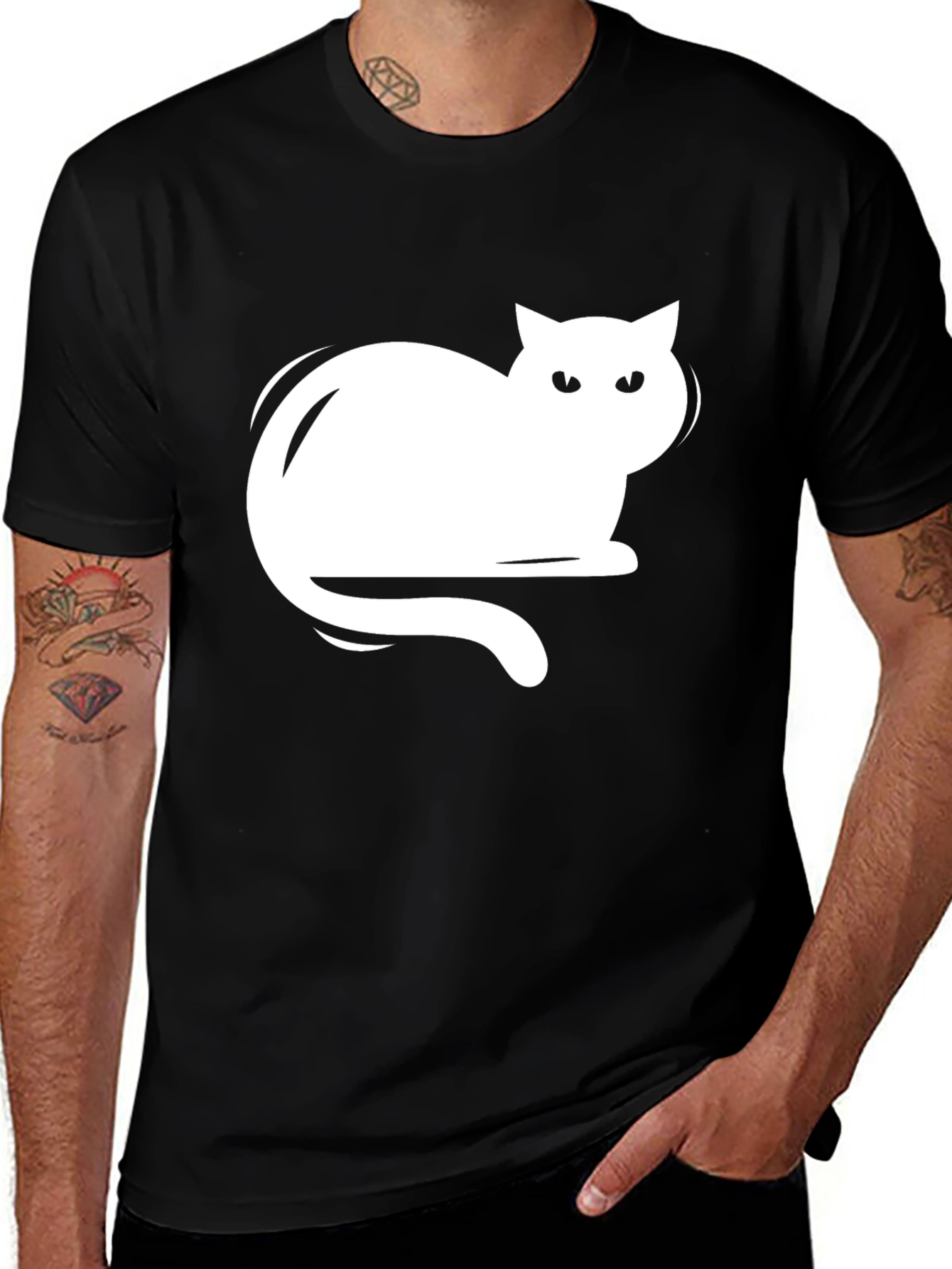 Variant 12 of Cat Silhouette Graphic Tee - Black