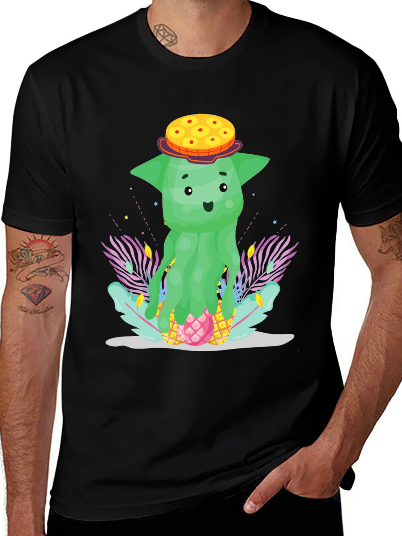 Variant 30 of Funky Pineapple Head T-Shirt - Tropical Cartoon Tee