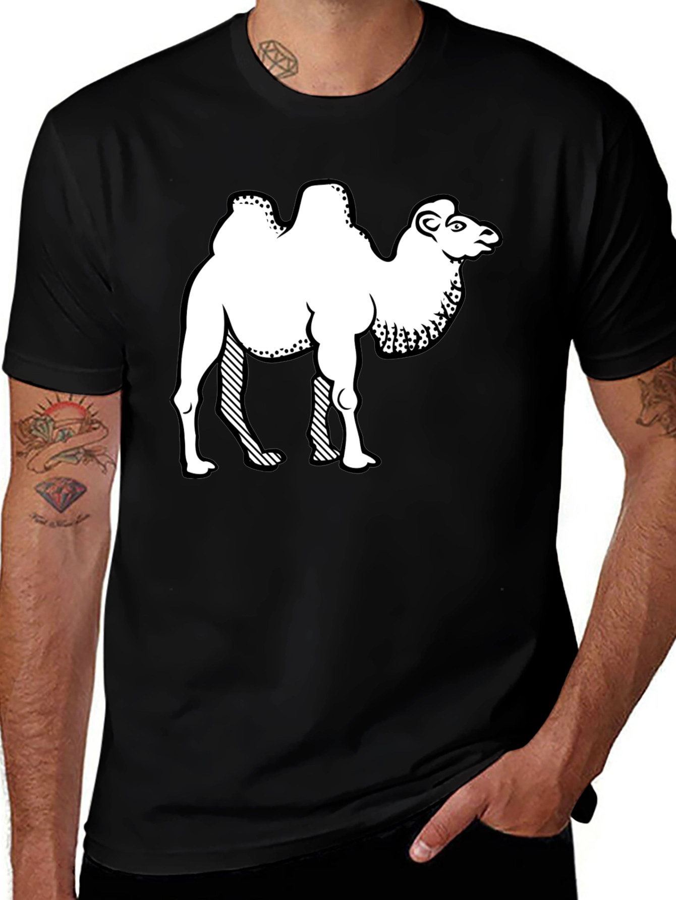Variant 27 of Camel Graphic Print Crew Neck T-Shirt