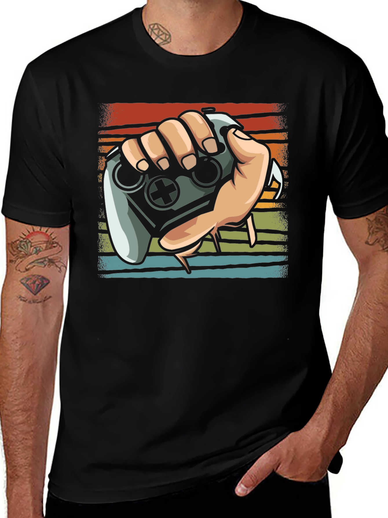 Gamer Controller Graphic Tee - Black Cotton Shirt