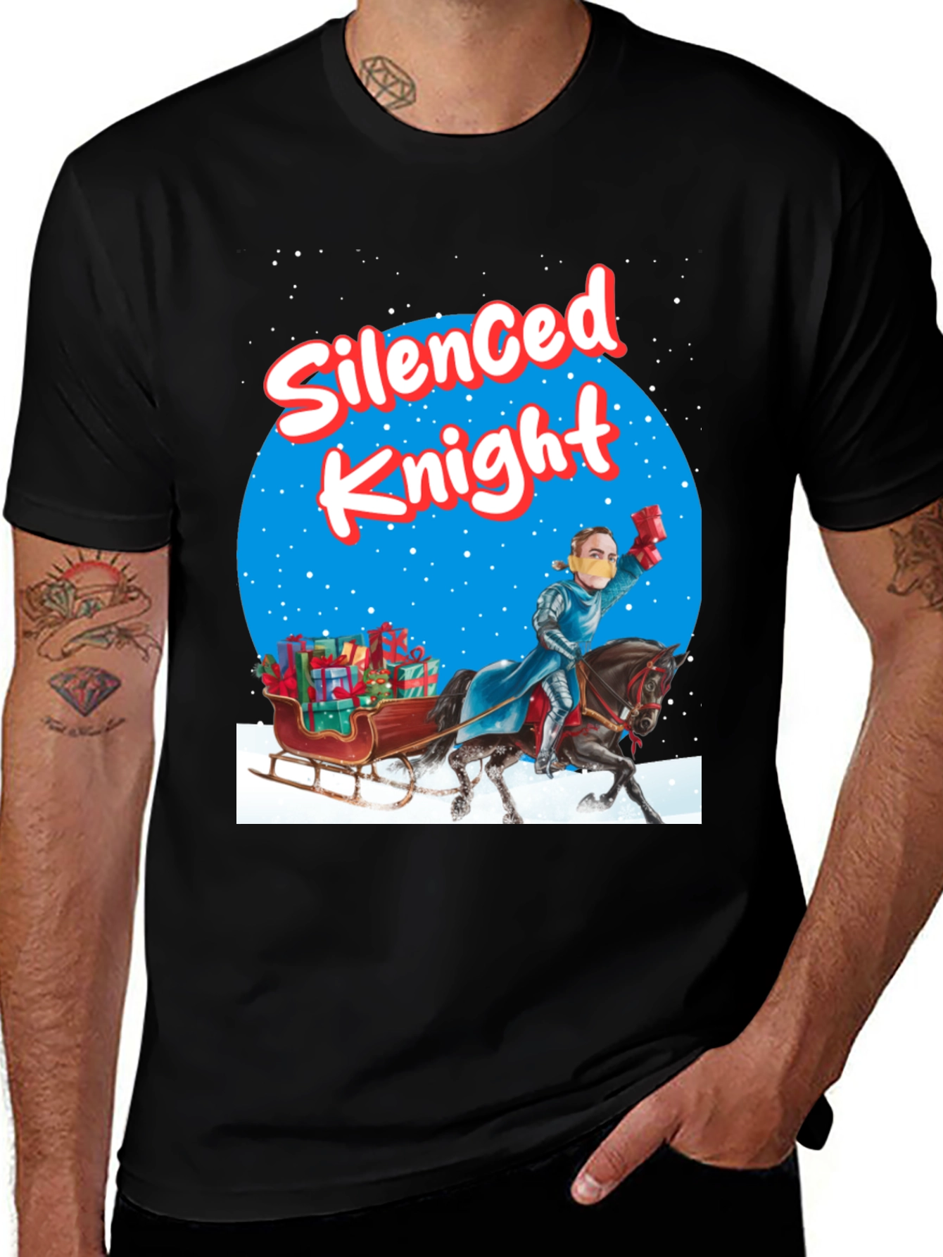 Black Silenced Knight Holiday T-Shirt main image
