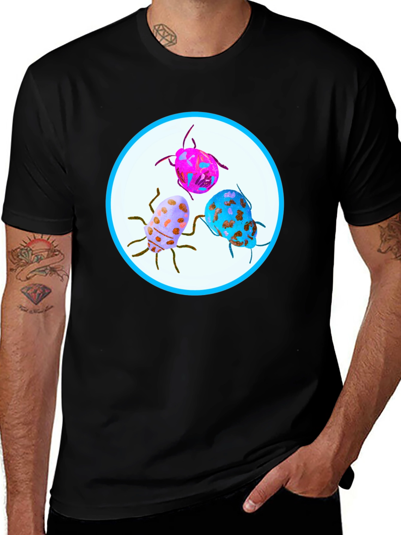 Variant 12 of Bug Circle Graphic Tee - Black Casual Shirt