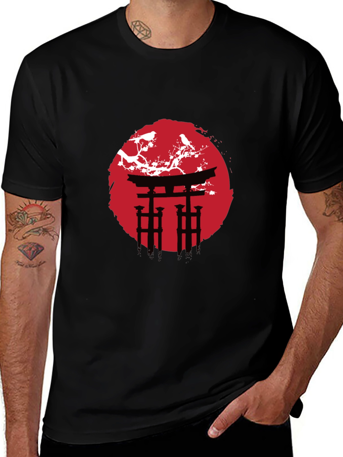 Variant 23 of Japanese Torii Gate Graphic Tee - Men's Black T-Shirt
