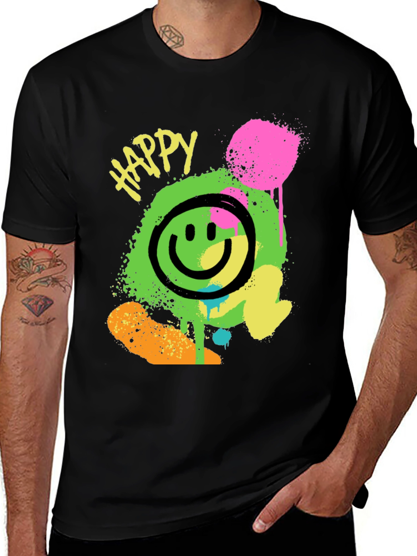 Variant 26 of Happy Smiley Face Graphic Print T-Shirt