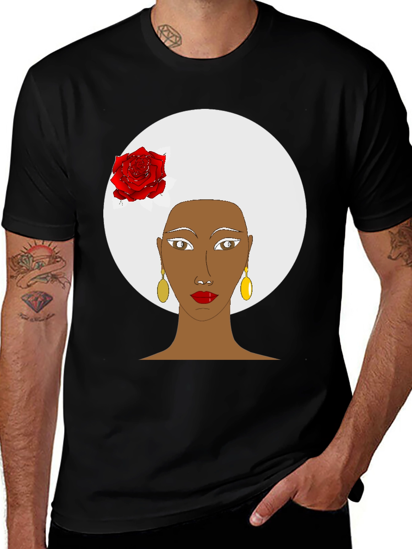 Variant 7 of Afro Woman Graphic Tee - Stylish Black T-Shirt