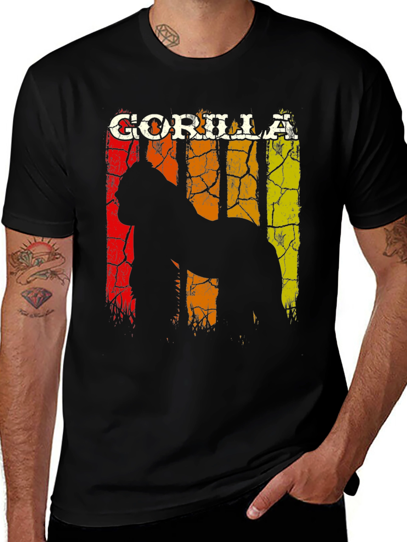 Variant 11 of Gorilla Graphic Tee - Distressed Retro Design