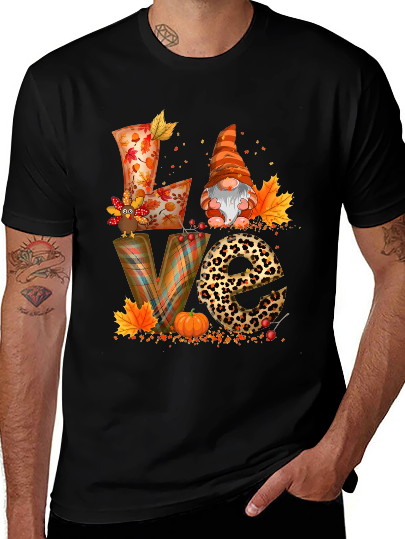 Fall Love Graphic T-Shirt Autumn Thanksgiving