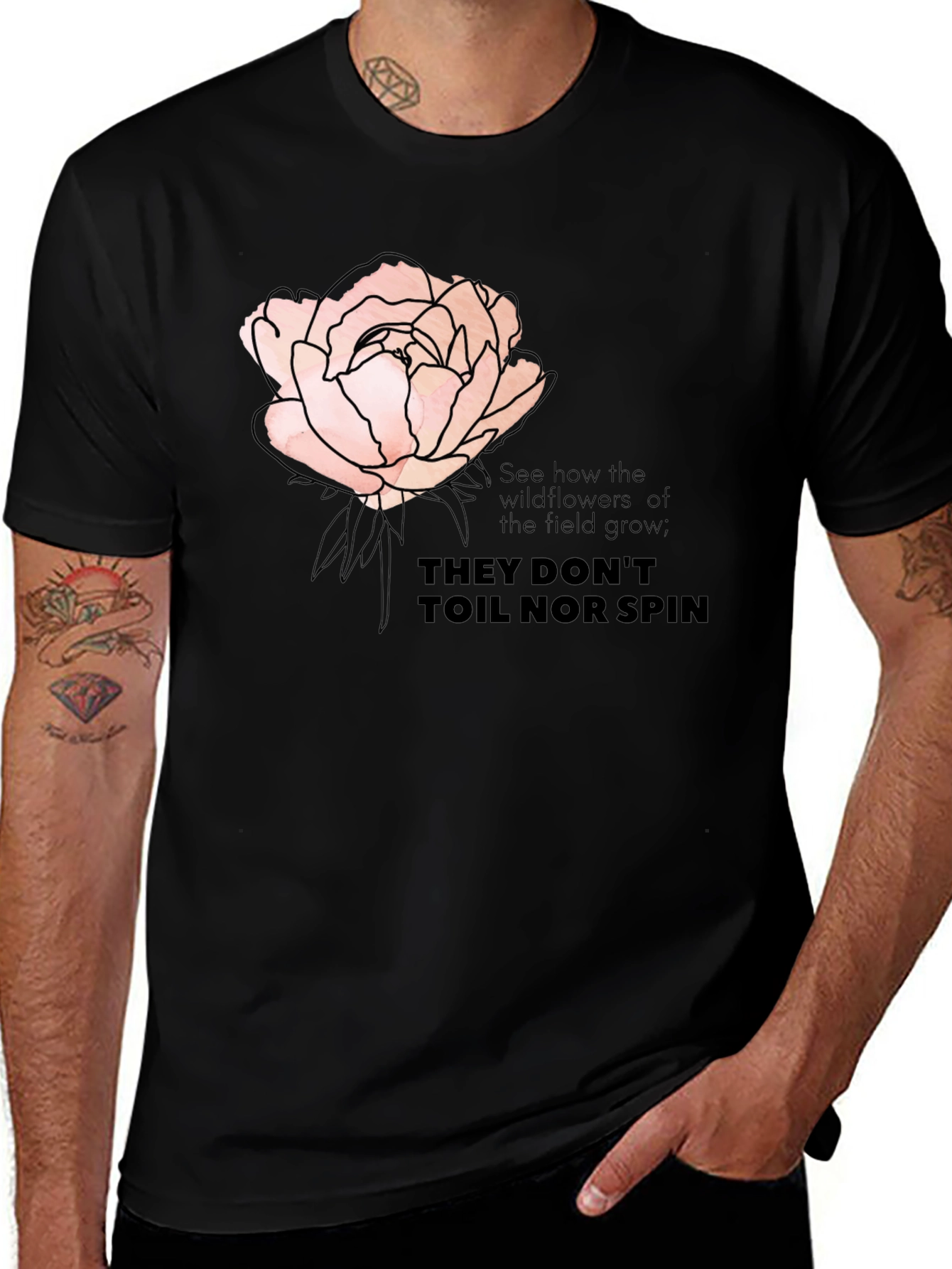 Variant 23 of Wildflower Graphic T-Shirt - "They Don't Toil Nor Spin"
