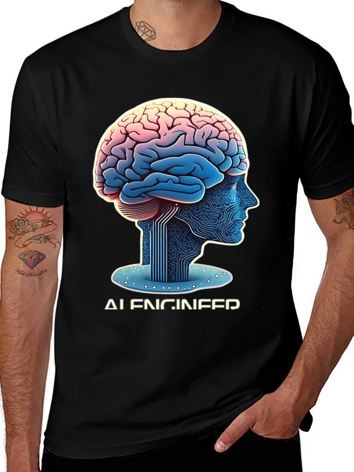 AI Engineer Brain Circuitry Graphic T-Shirt