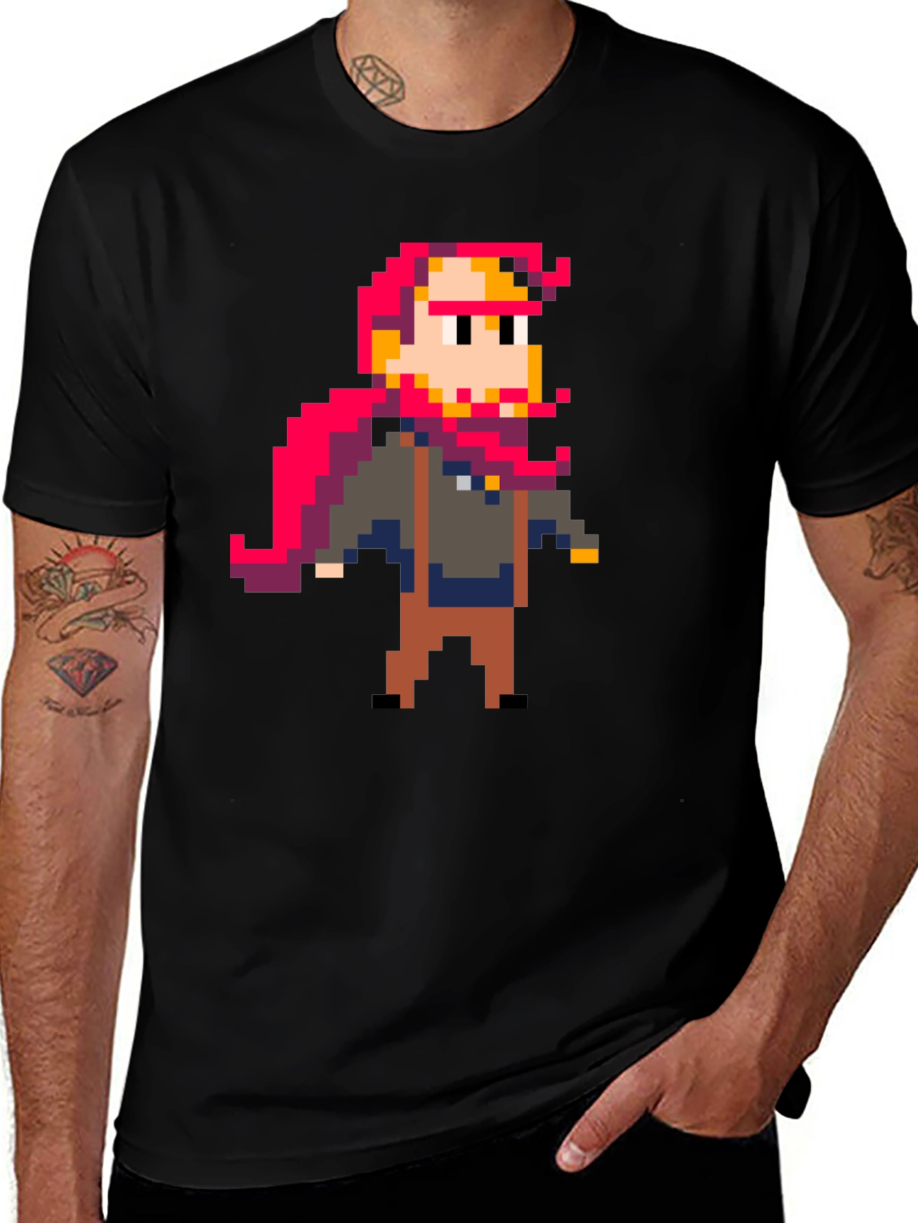 Black Pixel Art Graphic T-Shirt main image