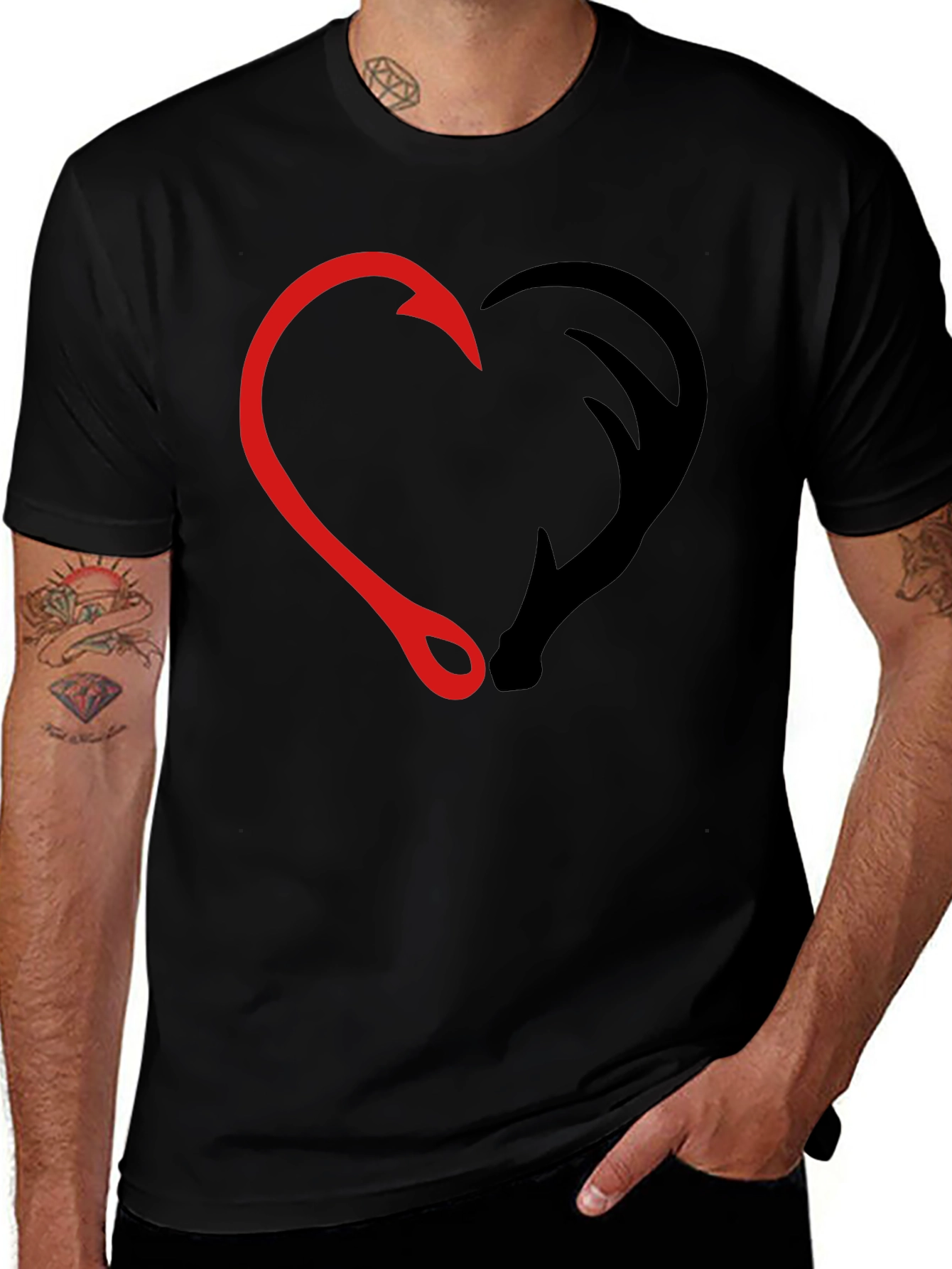Variant 16 of Fishing & Hunting Heart Graphic T-Shirt