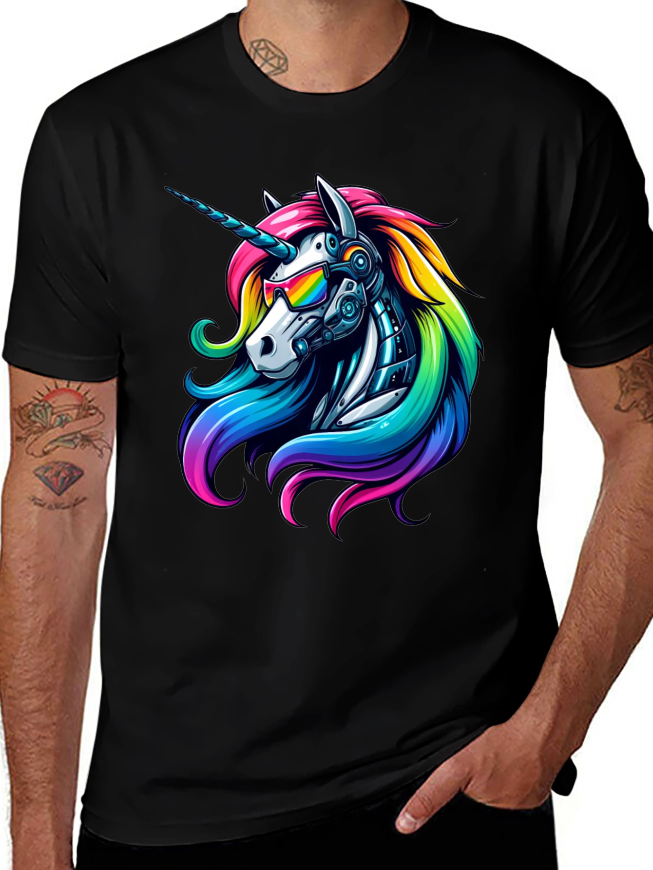 Variant 27 of Cyberpunk Unicorn Graphic Tee
