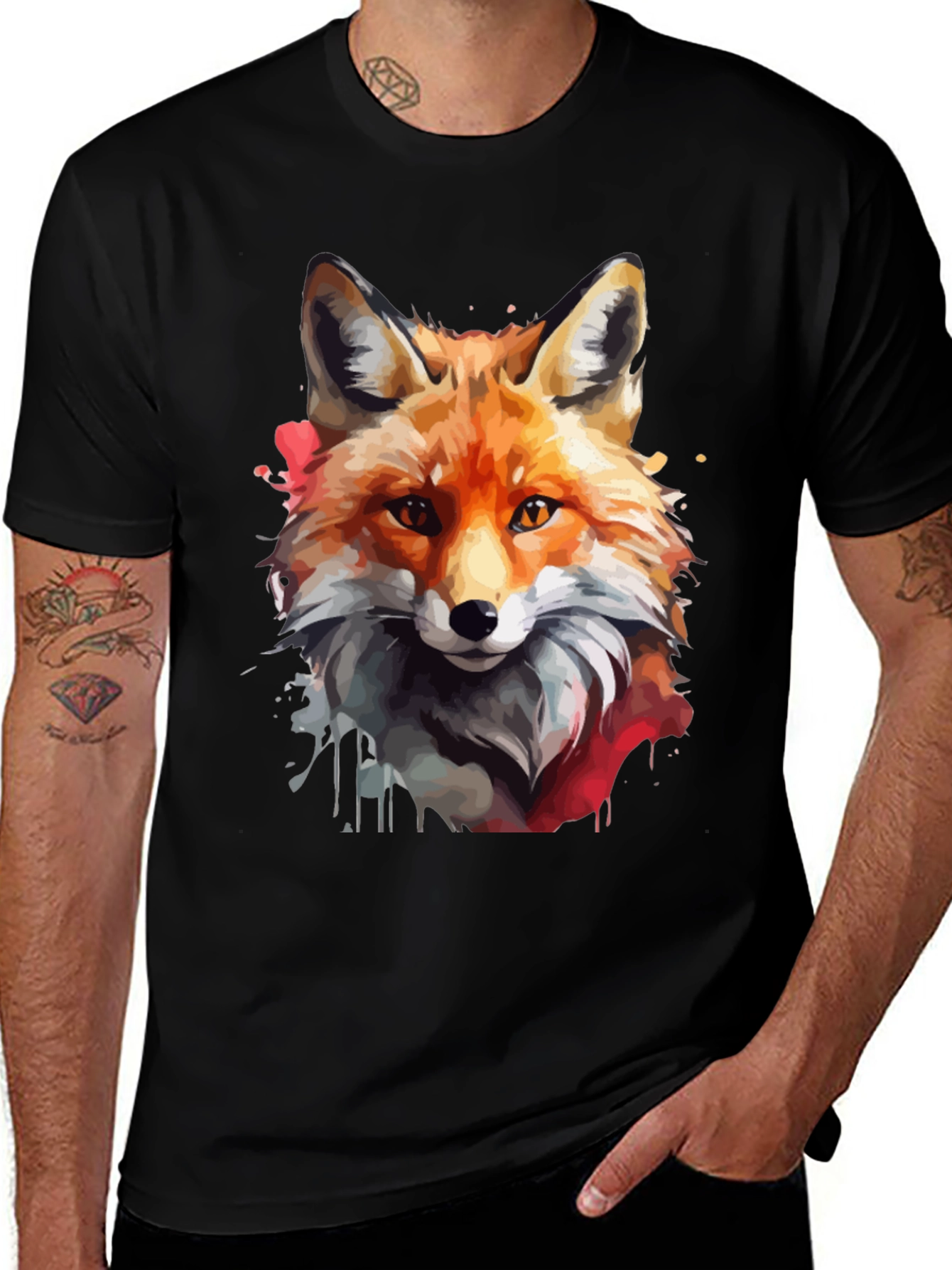 Variant 24 of Fox Watercolor Graphic Tee - Soft Cotton Blend