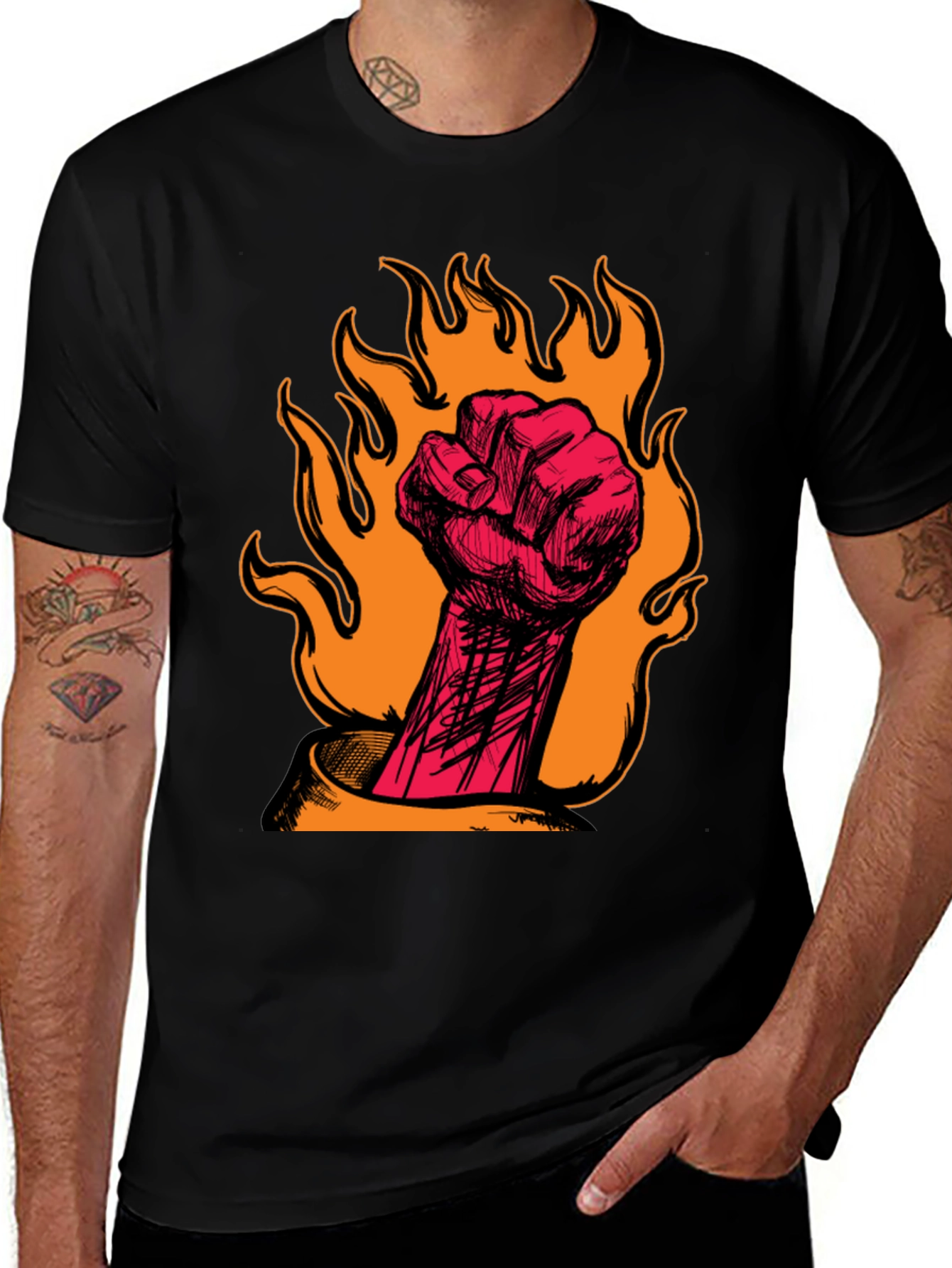Variant 8 of Fiery Fist Graphic Tee - Bold Rebellion Style
