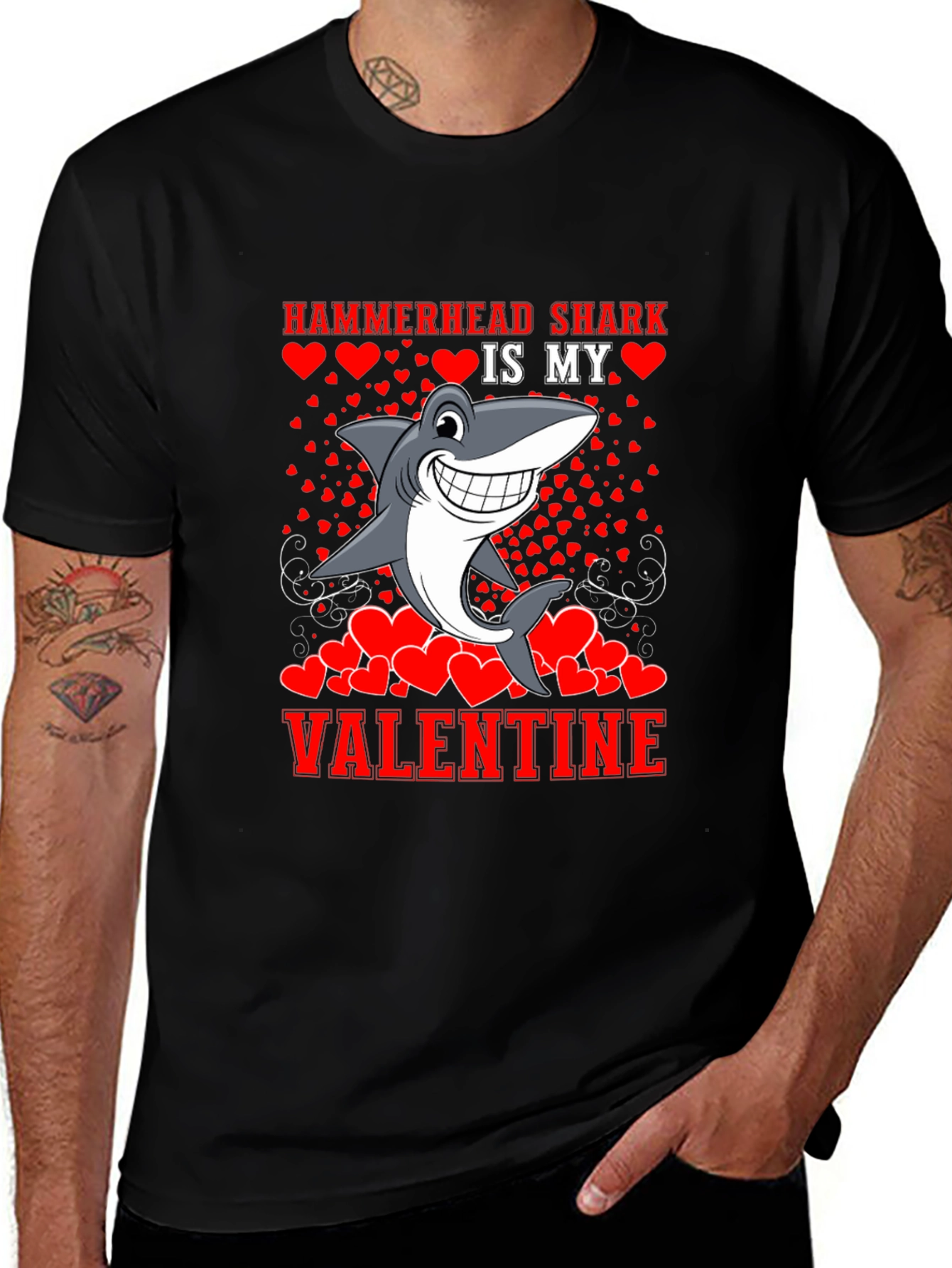 Hammerhead Shark Valentine's Day Graphic Tee