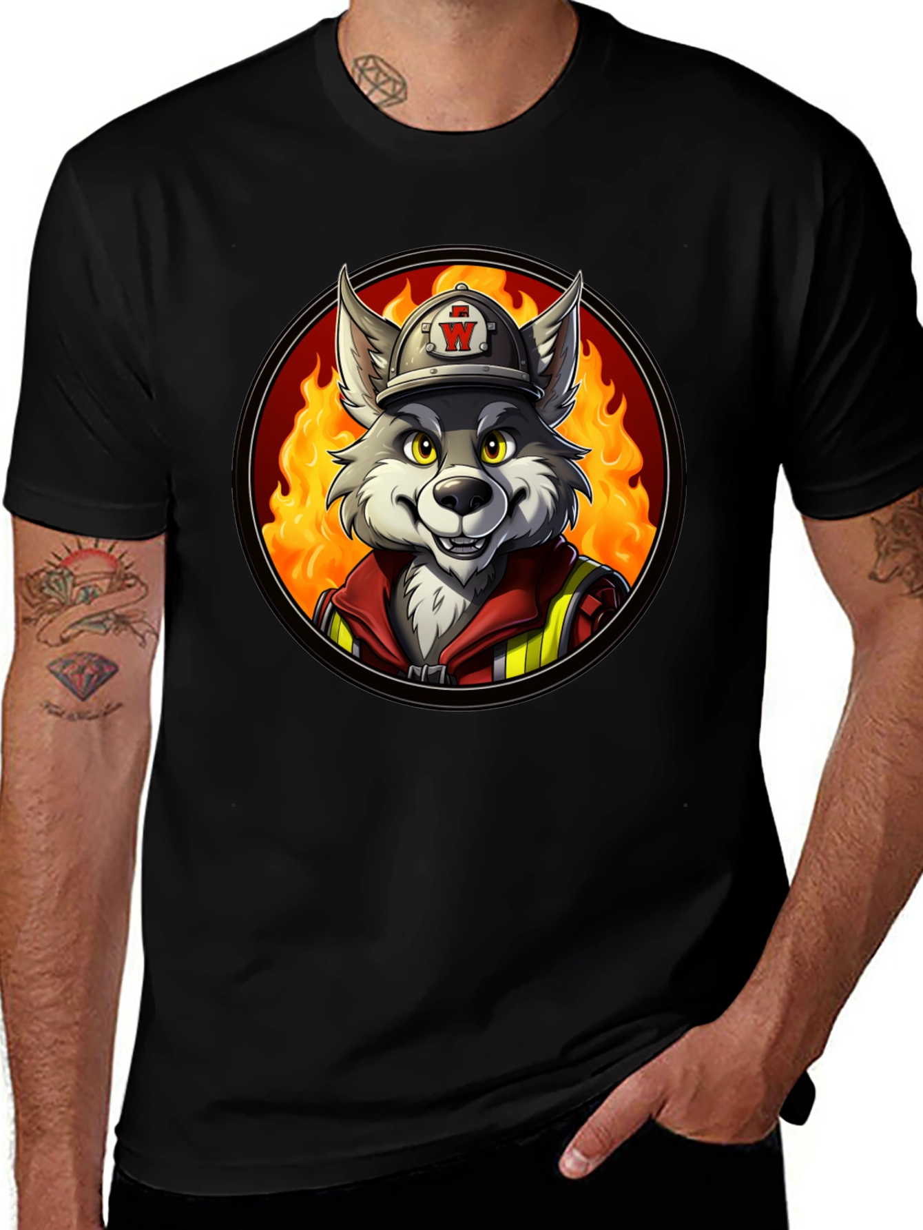 Variant 25 of Wolf Firefighter Graphic Tee