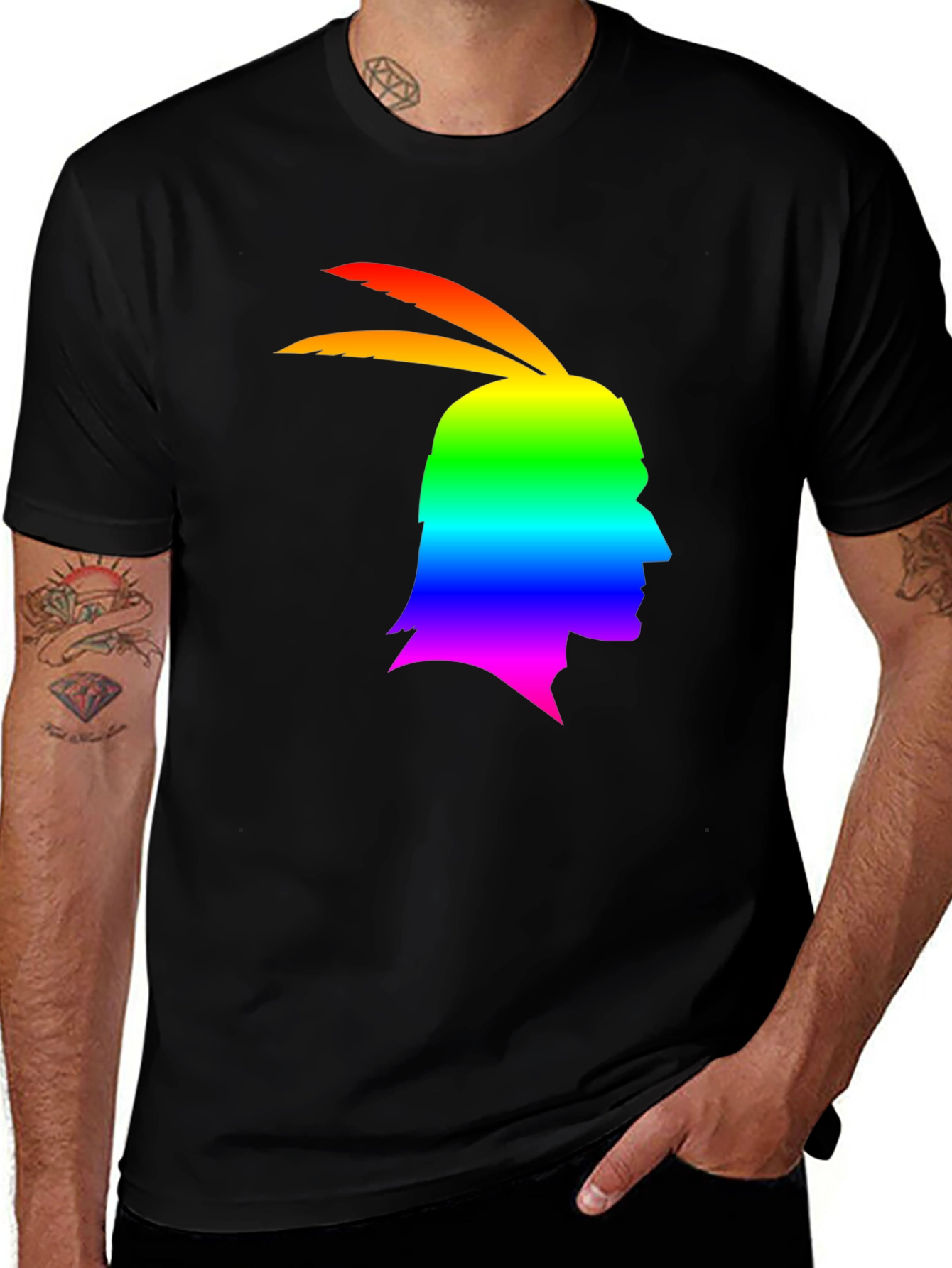 Variant 15 of Rainbow Indian Chief Silhouette Graphic T-Shirt