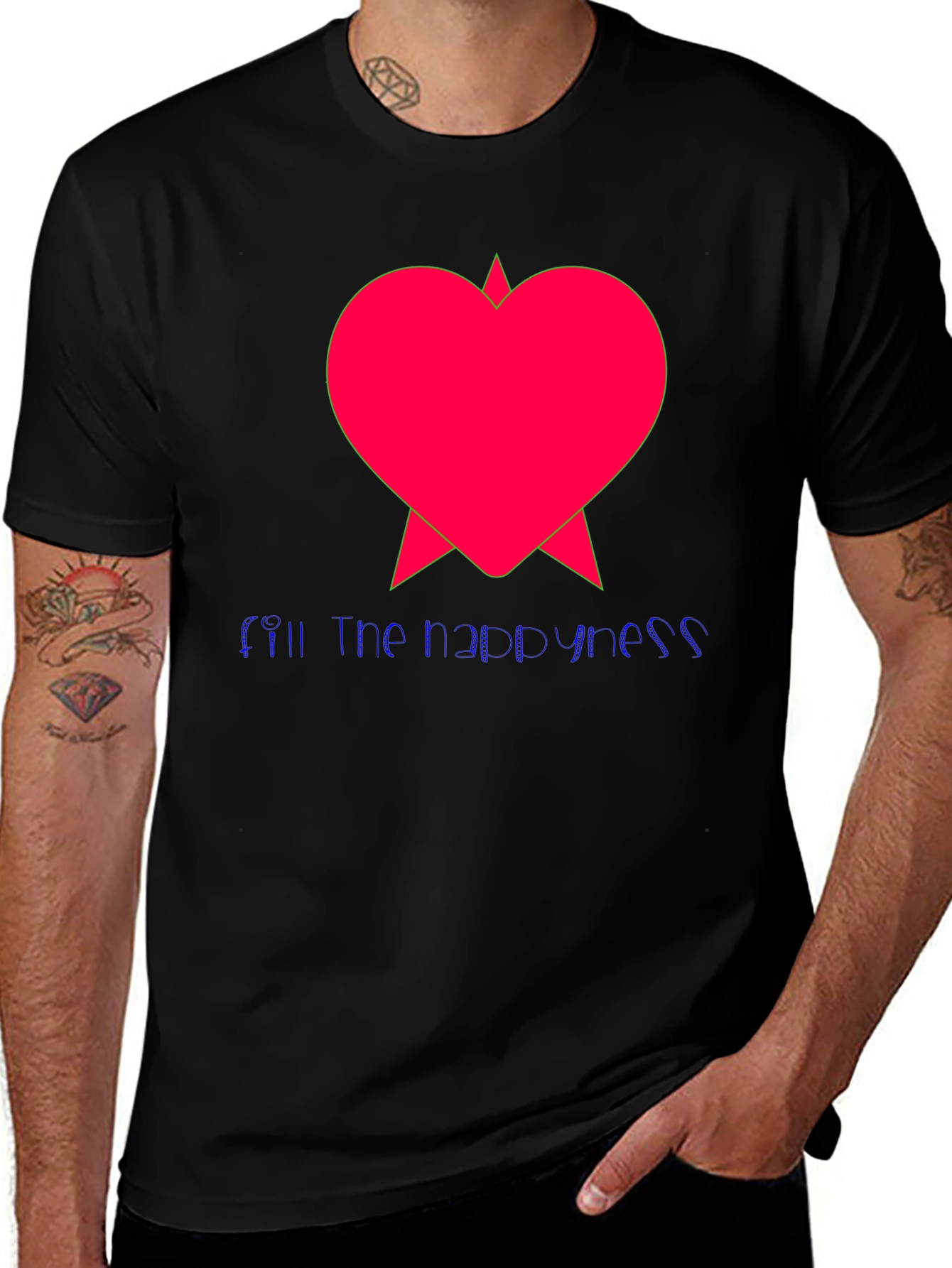 Variant 23 of Stylish "Fill the happiness" Heart Graphic Tee