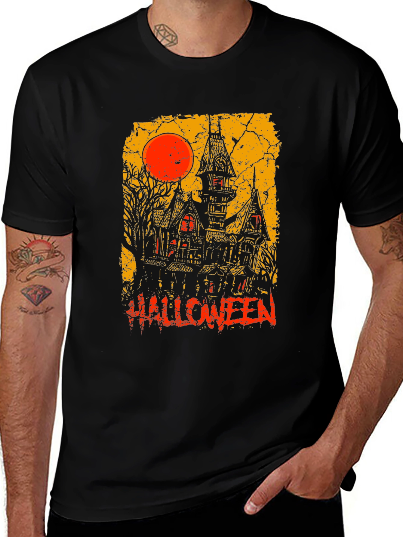 Halloween Haunted House Graphic Tee