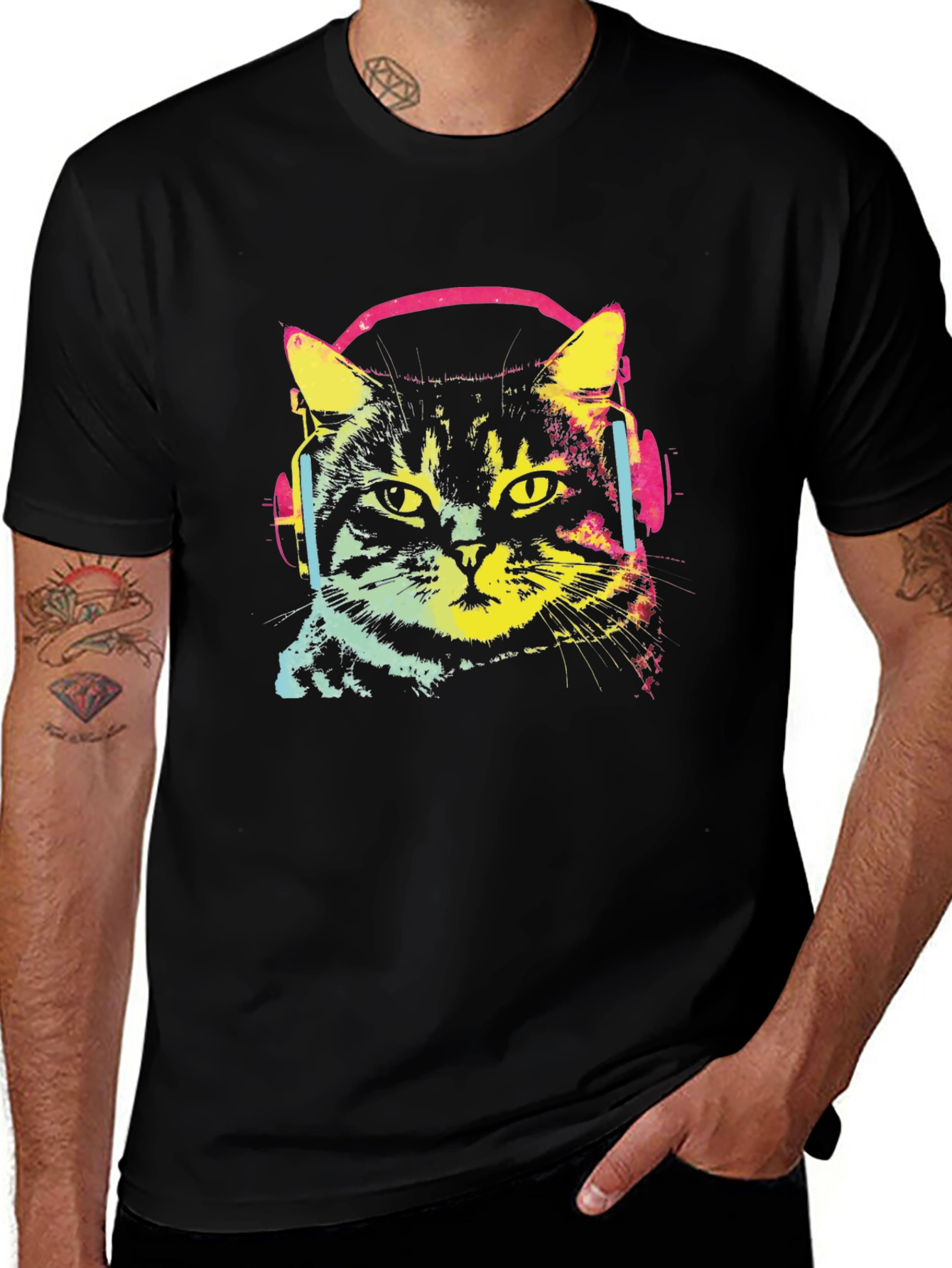 Cat DJ T-Shirt - Trendy Animal Graphic Tee