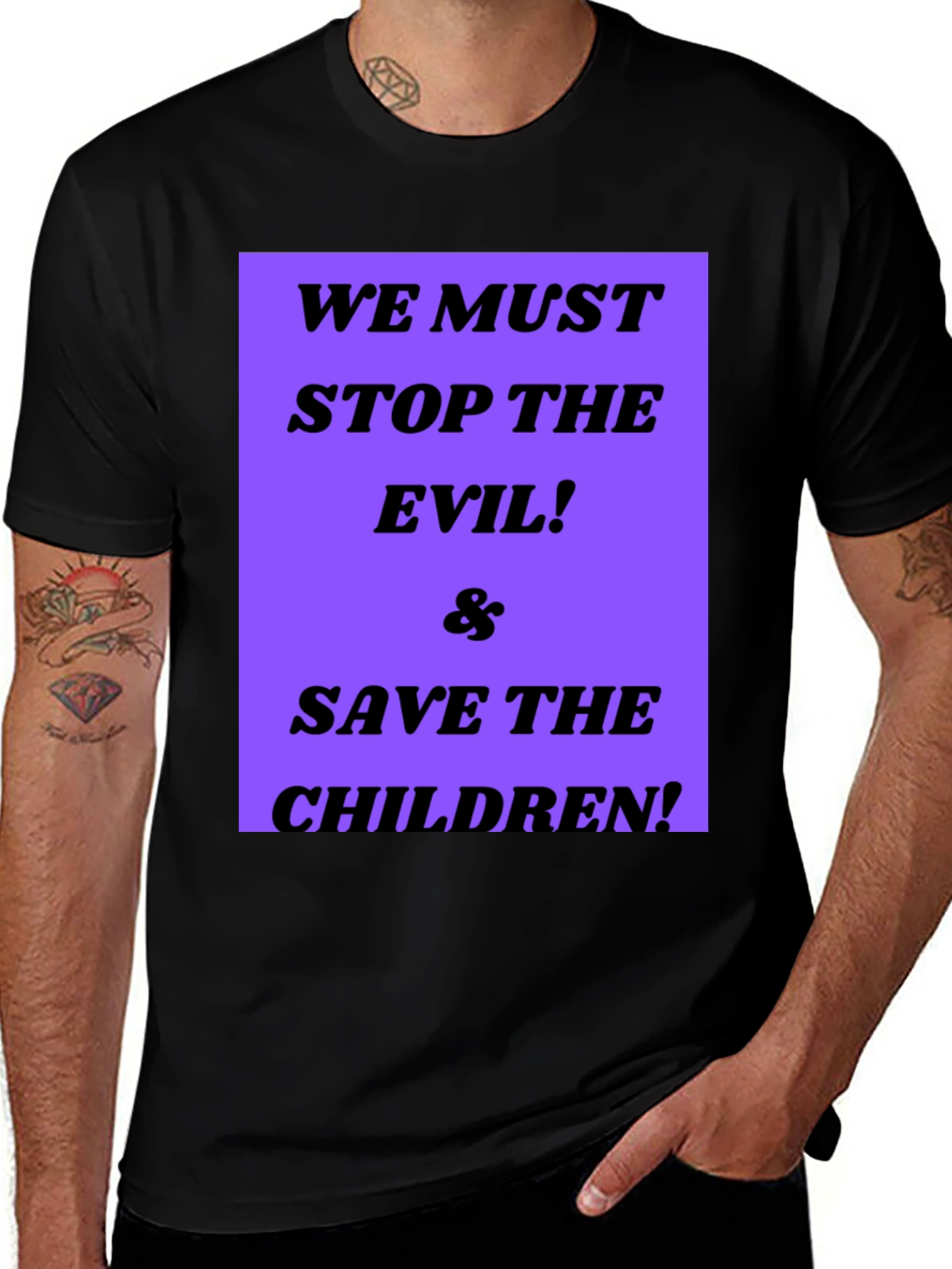Black Stop the Evil Save the Children T-Shirt main image