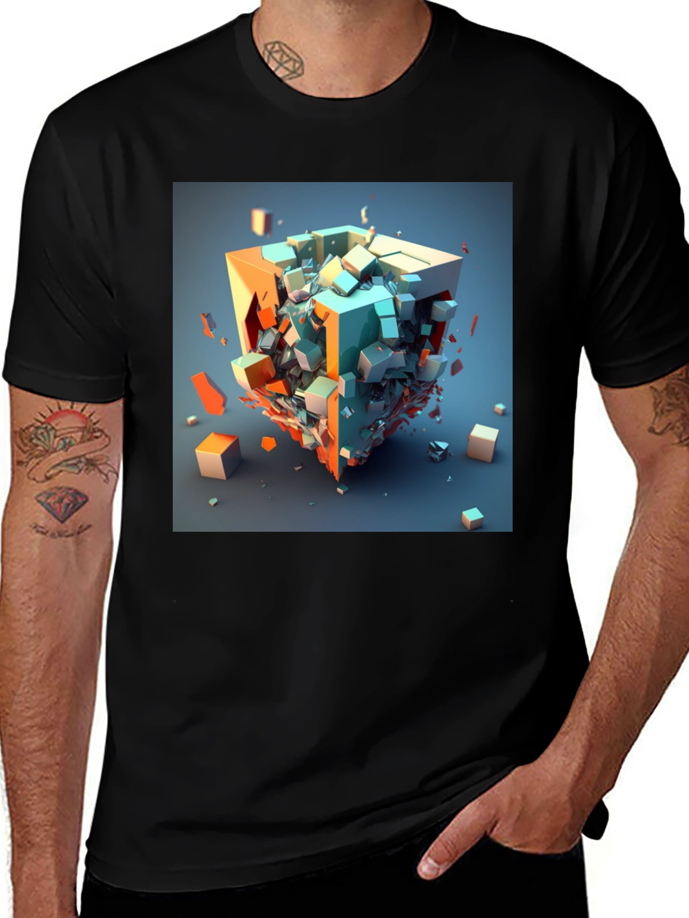 Abstract Cube Graphic Tee - Modern Art Shirt
