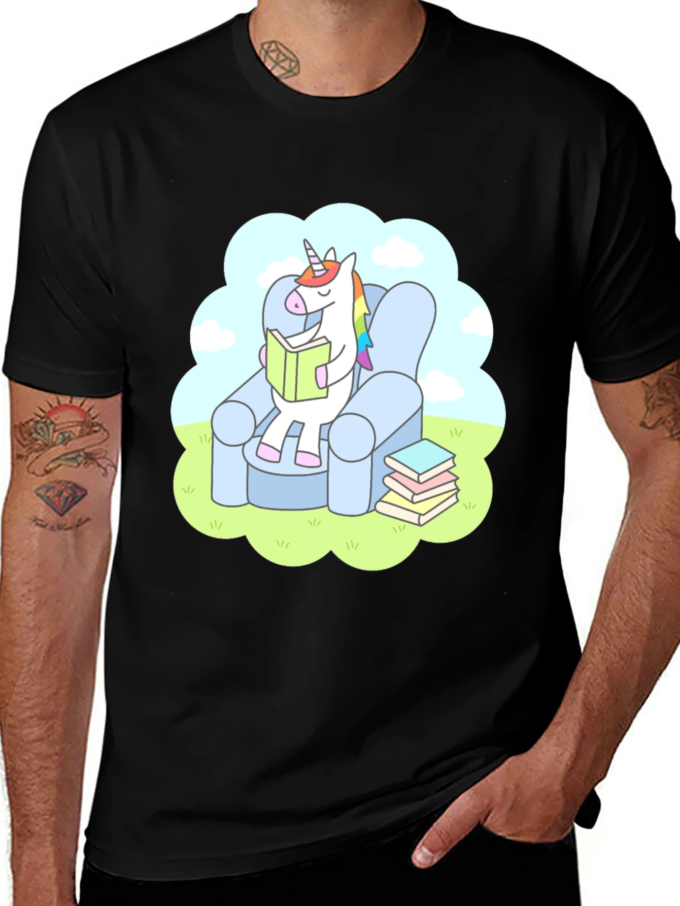 Variant 30 of Unicorn Reading T-Shirt - Comfy Cotton Tee