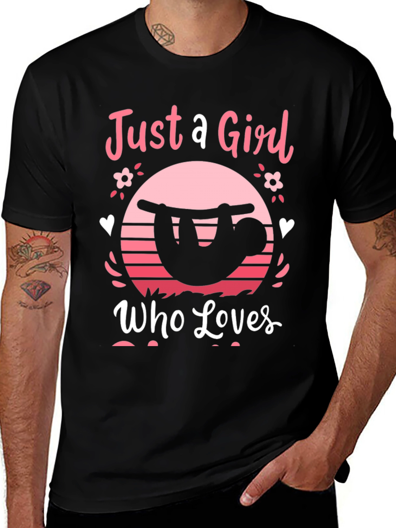 Variant 3 of Just A Girl Who Loves Sloths Black T-Shirt