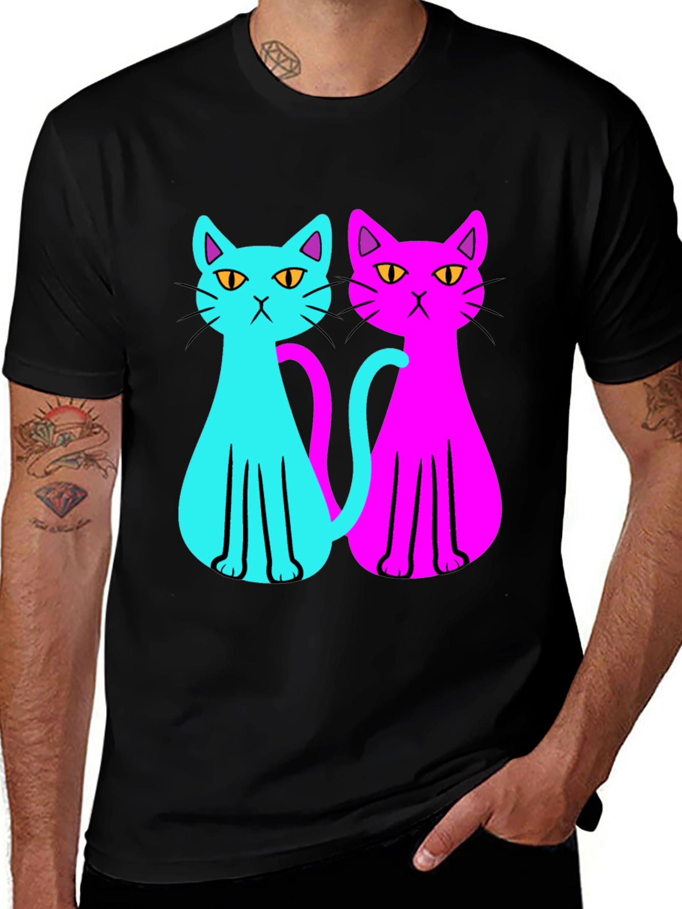 Variant 7 of Cool Cat Tee: Neon Style