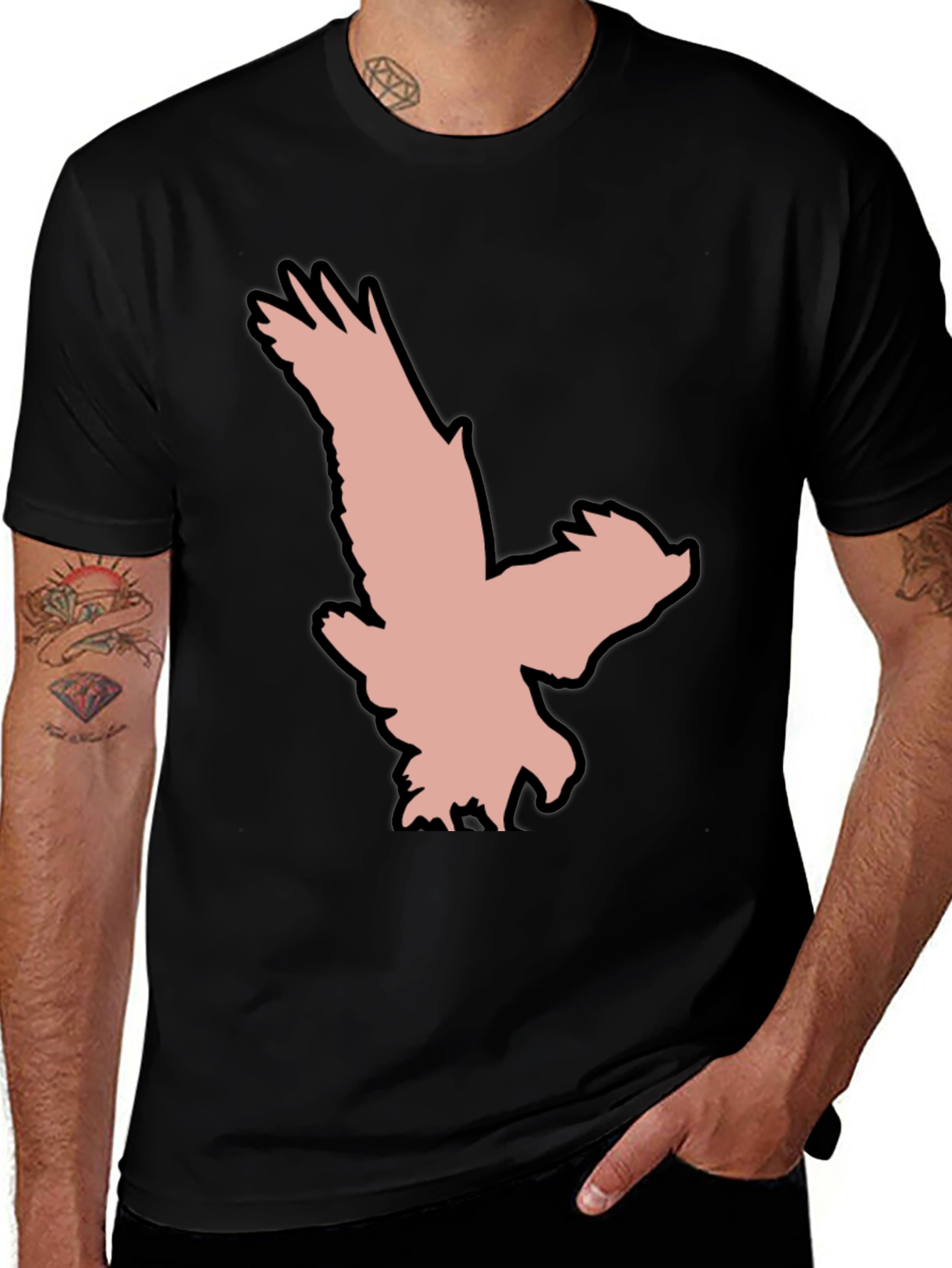 Variant 12 of Black T-Shirt with Eagle Graphic
