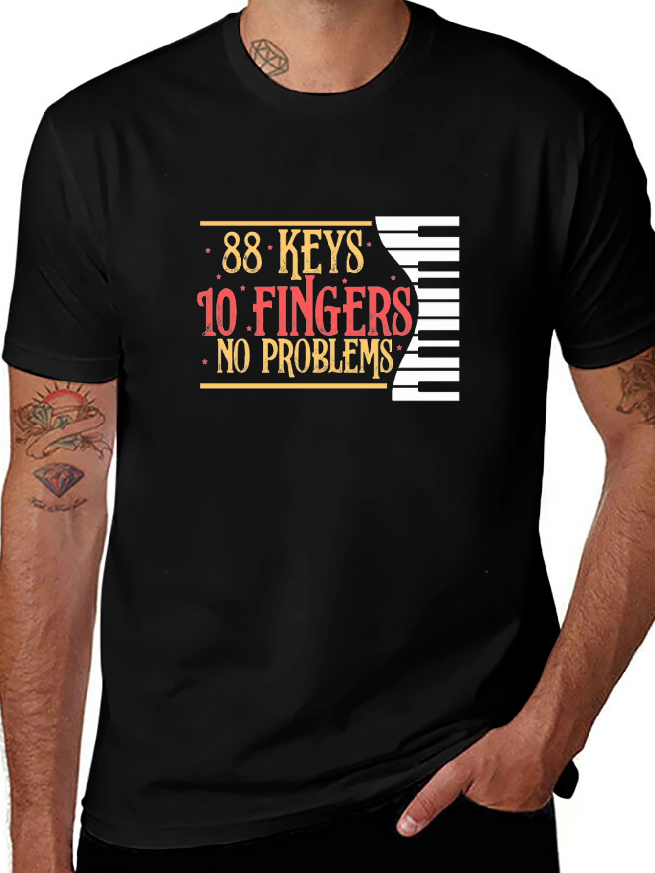 88 Keys 10 Fingers Piano Graphic T-Shirt